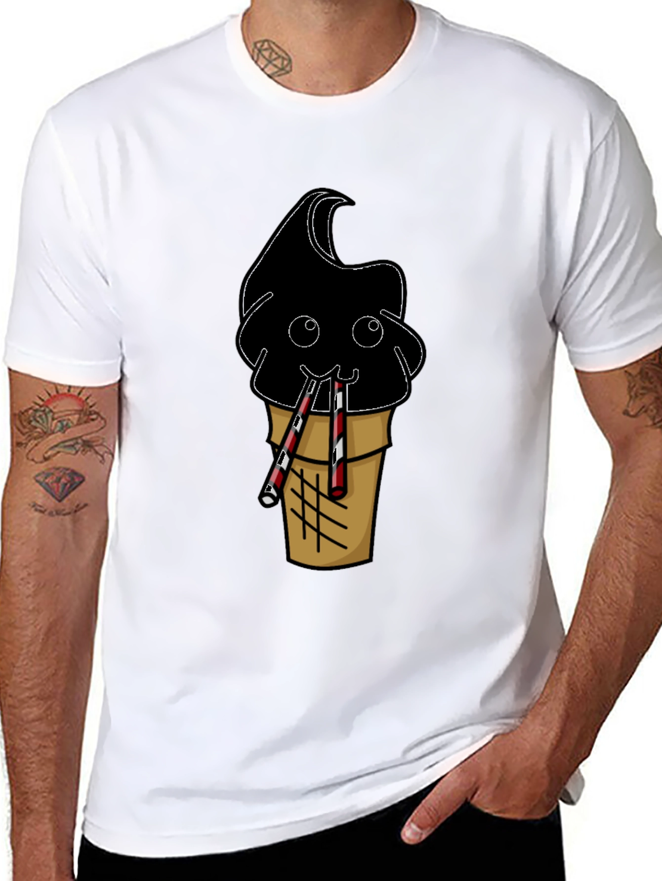 Black Fun Black Ice Cream Cone Graphic Tee view 8