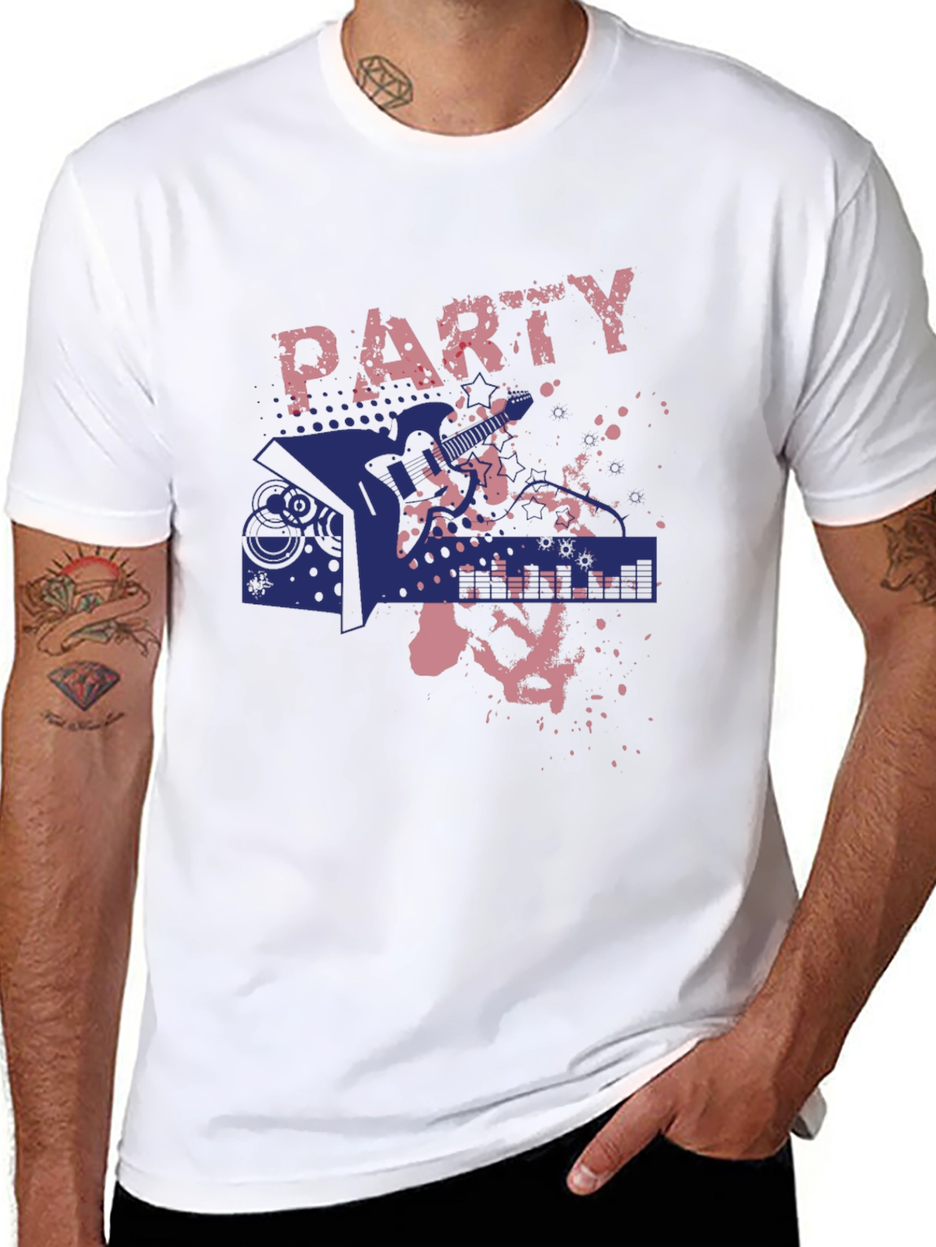 Black Party Guitar Graphic T-Shirt - Rock On! view 8