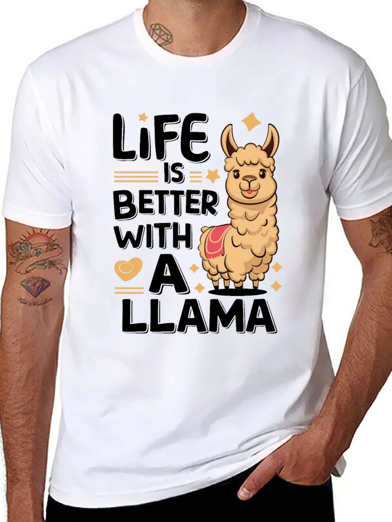 Black Life is Better with a Llama Tee view 8