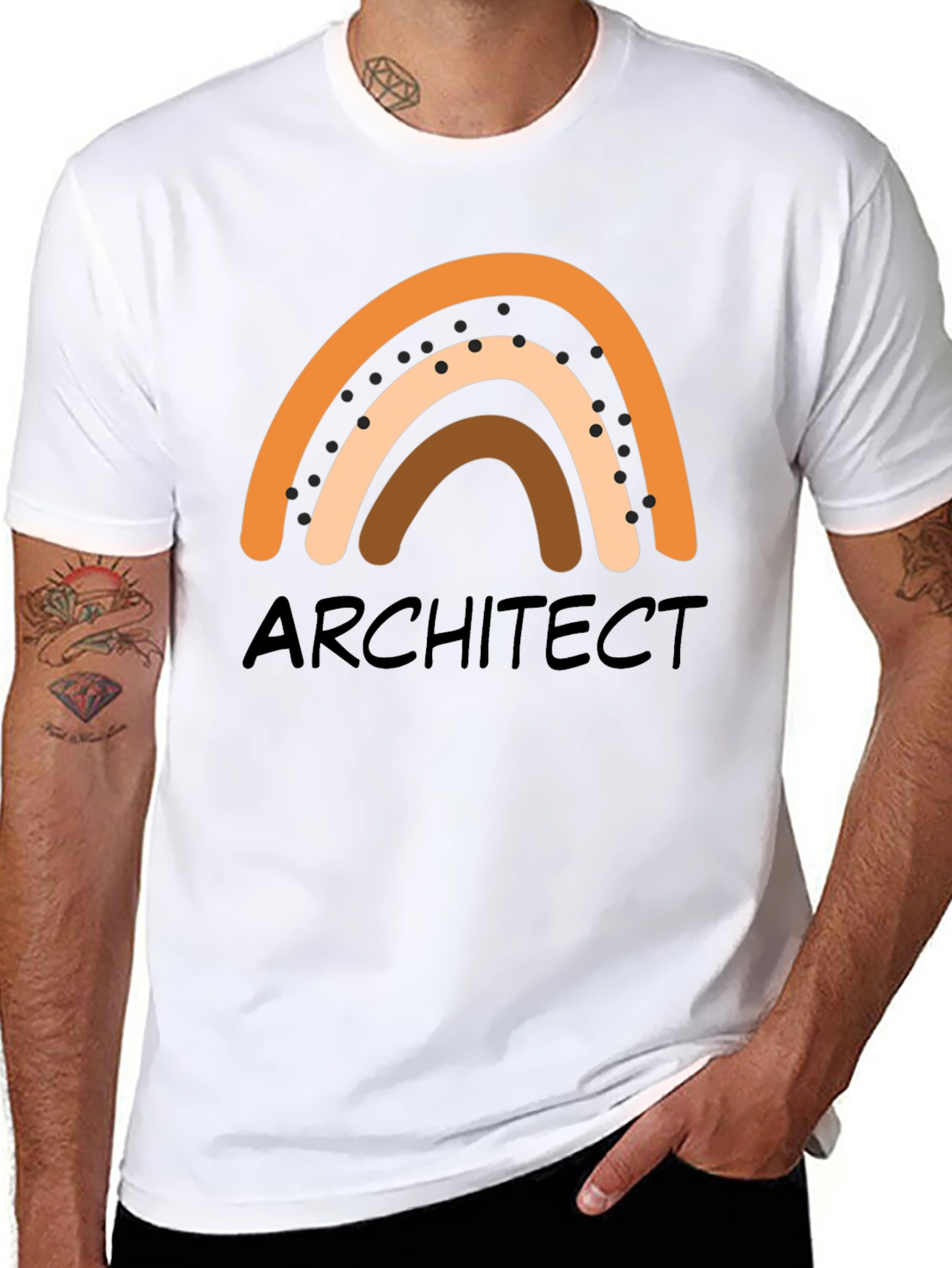 Black Architect Rainbow Graphic T-Shirt - Unisex Crew Neck view 8