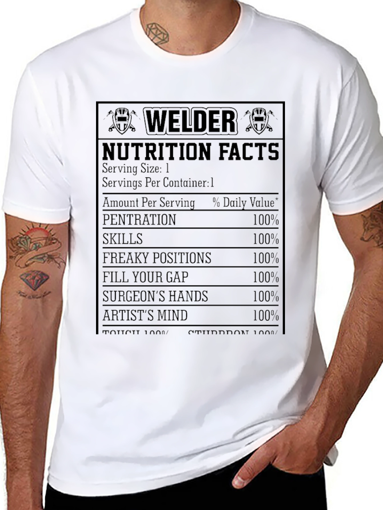 Black Welder Nutrition Facts T-Shirt - Funny Welder Gift view 8