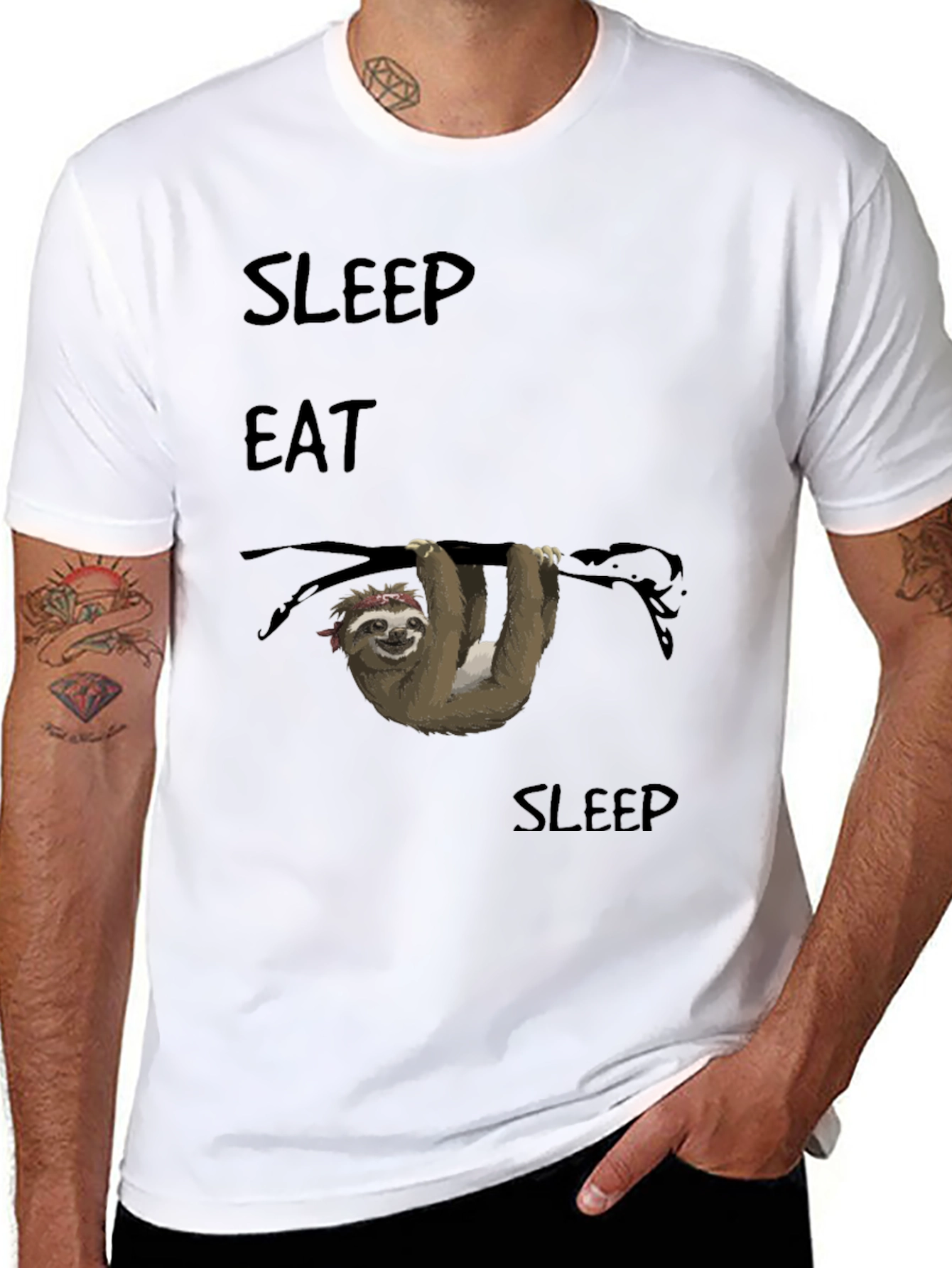Black Sleep Eat Sloth T-Shirt - Relaxed Fit view 8