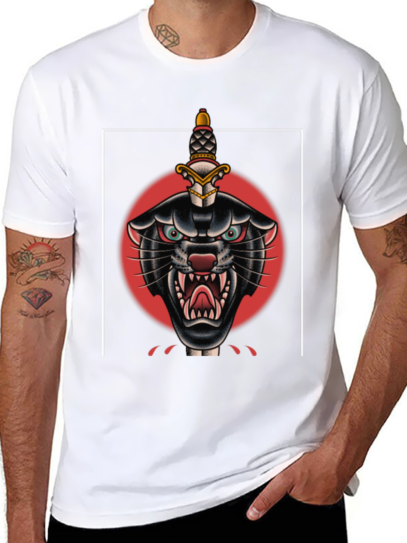 Black Black Panther Dagger Graphic Tee view 8