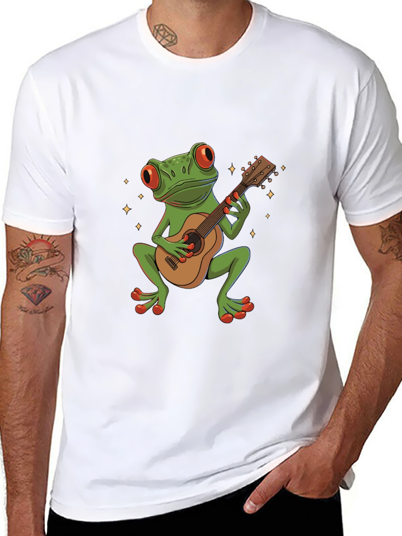 Black Frog Guitarist Graphic Tee - Unique Music Lover Shirt view 8