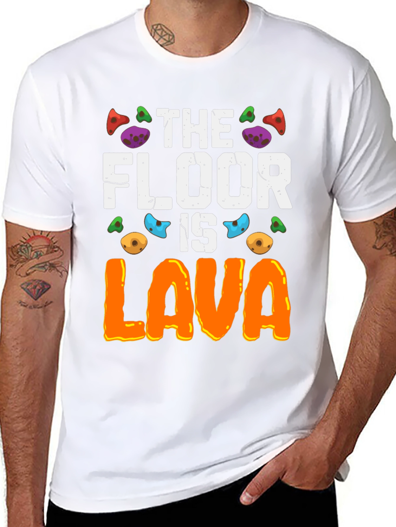 Black The Floor Is Lava T-Shirt view 8