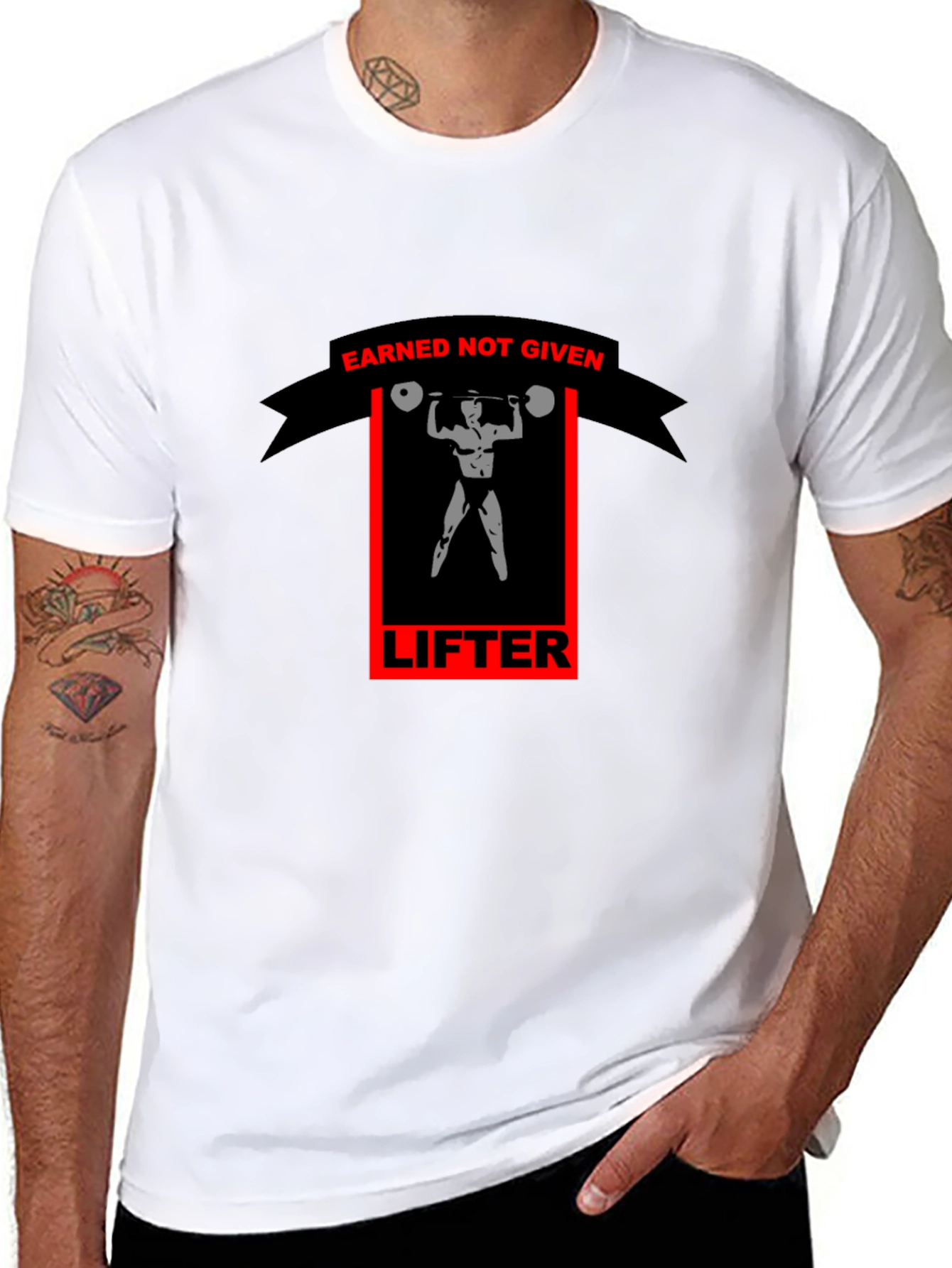 Black Earned Not Given Lifter Graphic Tee view 8