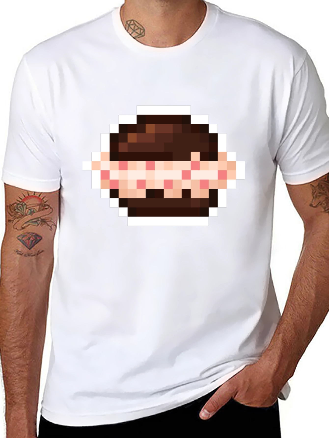 Black Pixelated Sandwich Graphic Tee - Retro Gaming Style view 8