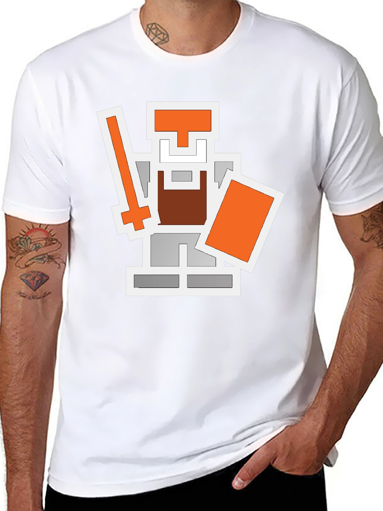 Black Pixel Knight Graphic Tee - Retro Gaming Shirt view 8