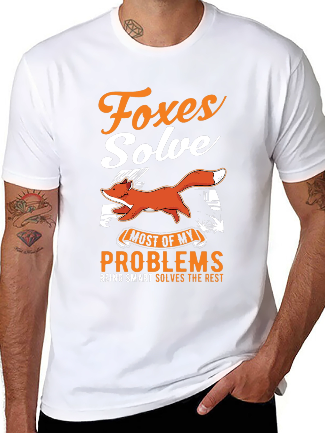 Black Foxes Solve Problems Funny Graphic T-Shirt view 8