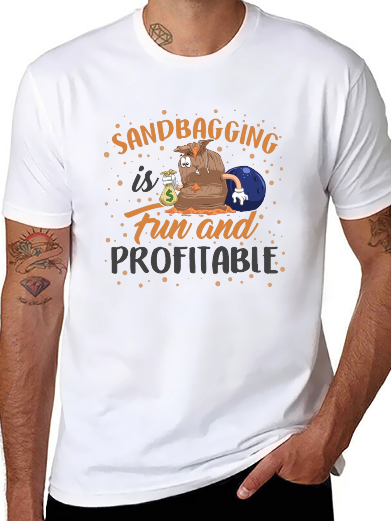 Black Sandbagging Fun & Profitable Black Graphic T-Shirt view 8
