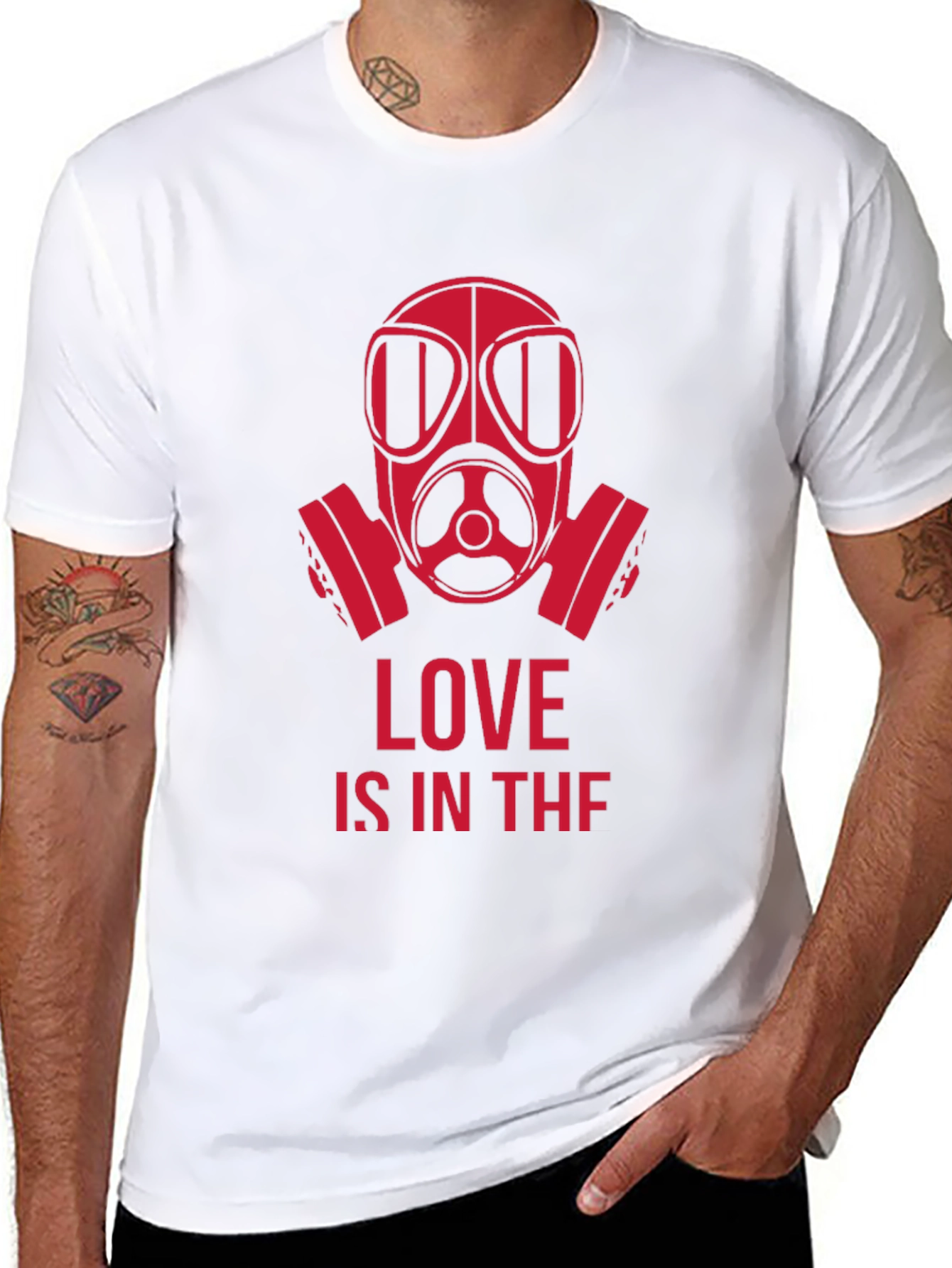 Black Gas Mask Love T-Shirt - Bold Graphic Tee view 8