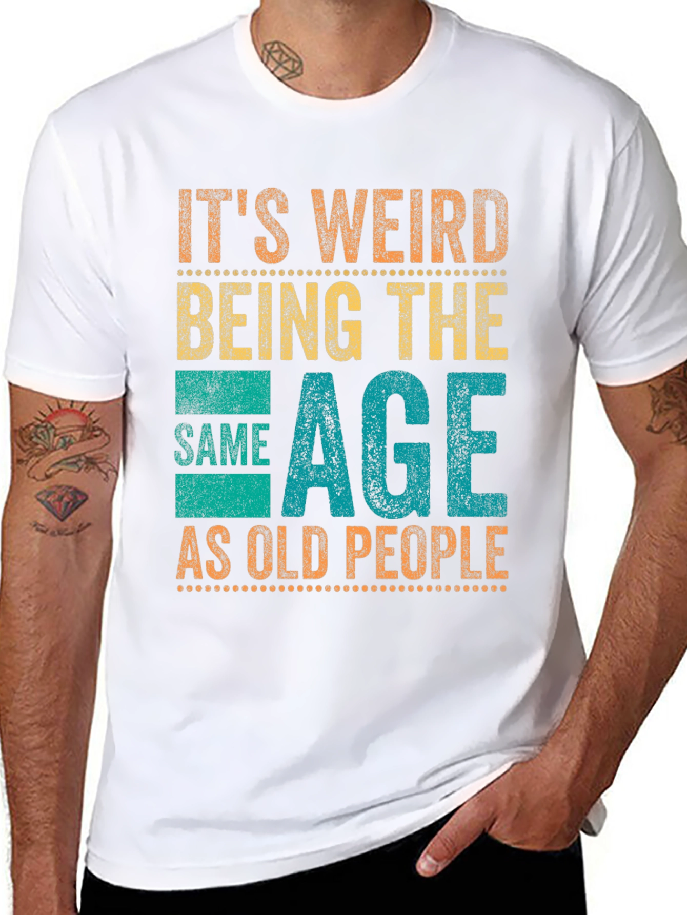 Black Funny Age T-Shirt: It's Weird Being The Same Age As Old People view 8