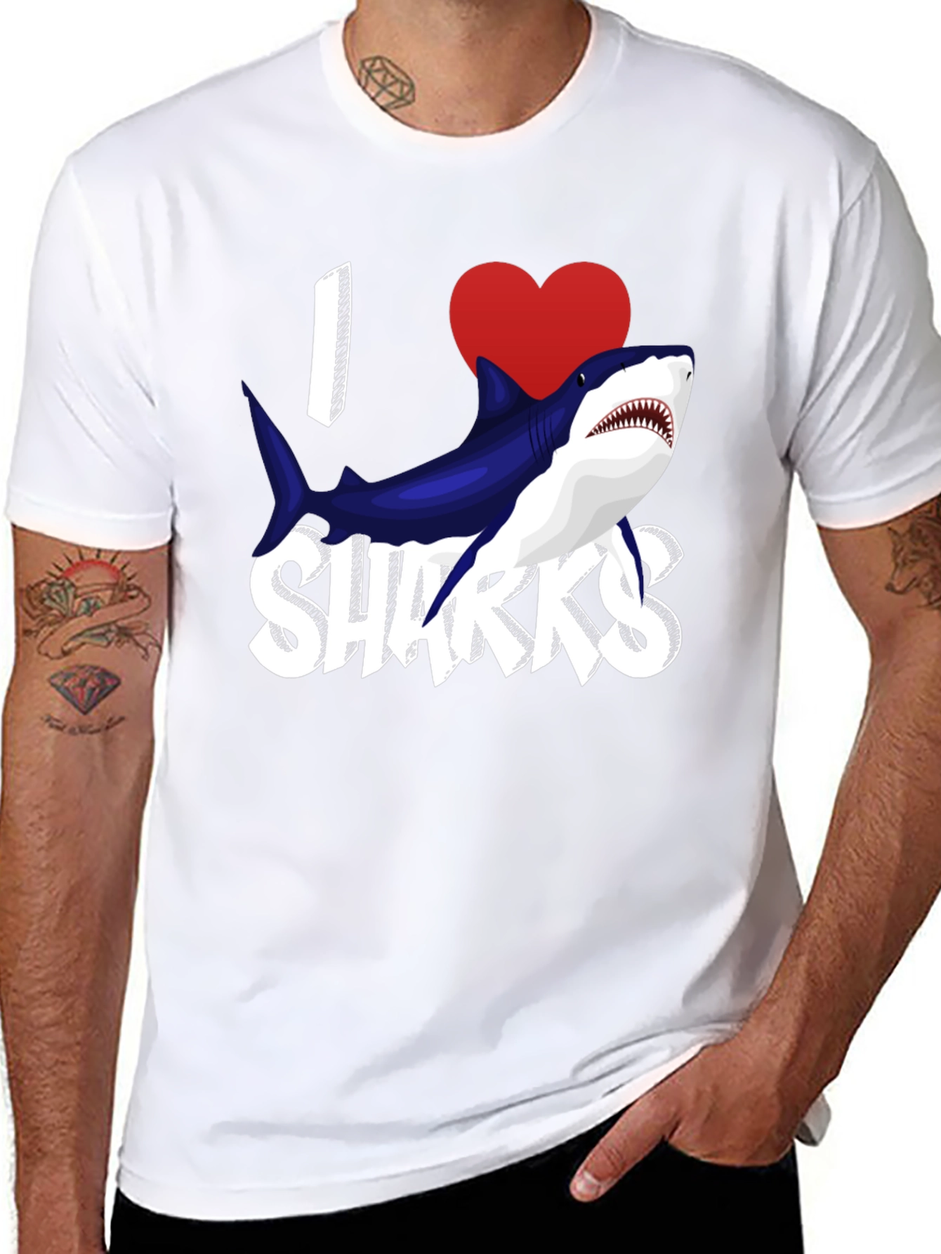 Black I Heart Sharks Graphic T-Shirt - Black view 8