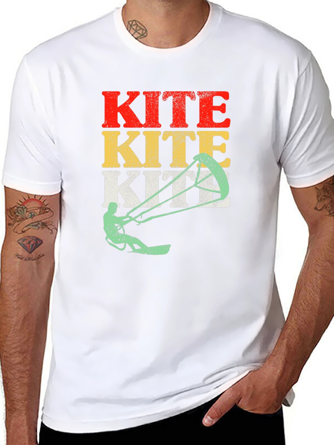 Black Kiteboarding T-Shirt - Vintage Style Kitesurfing Tee view 8