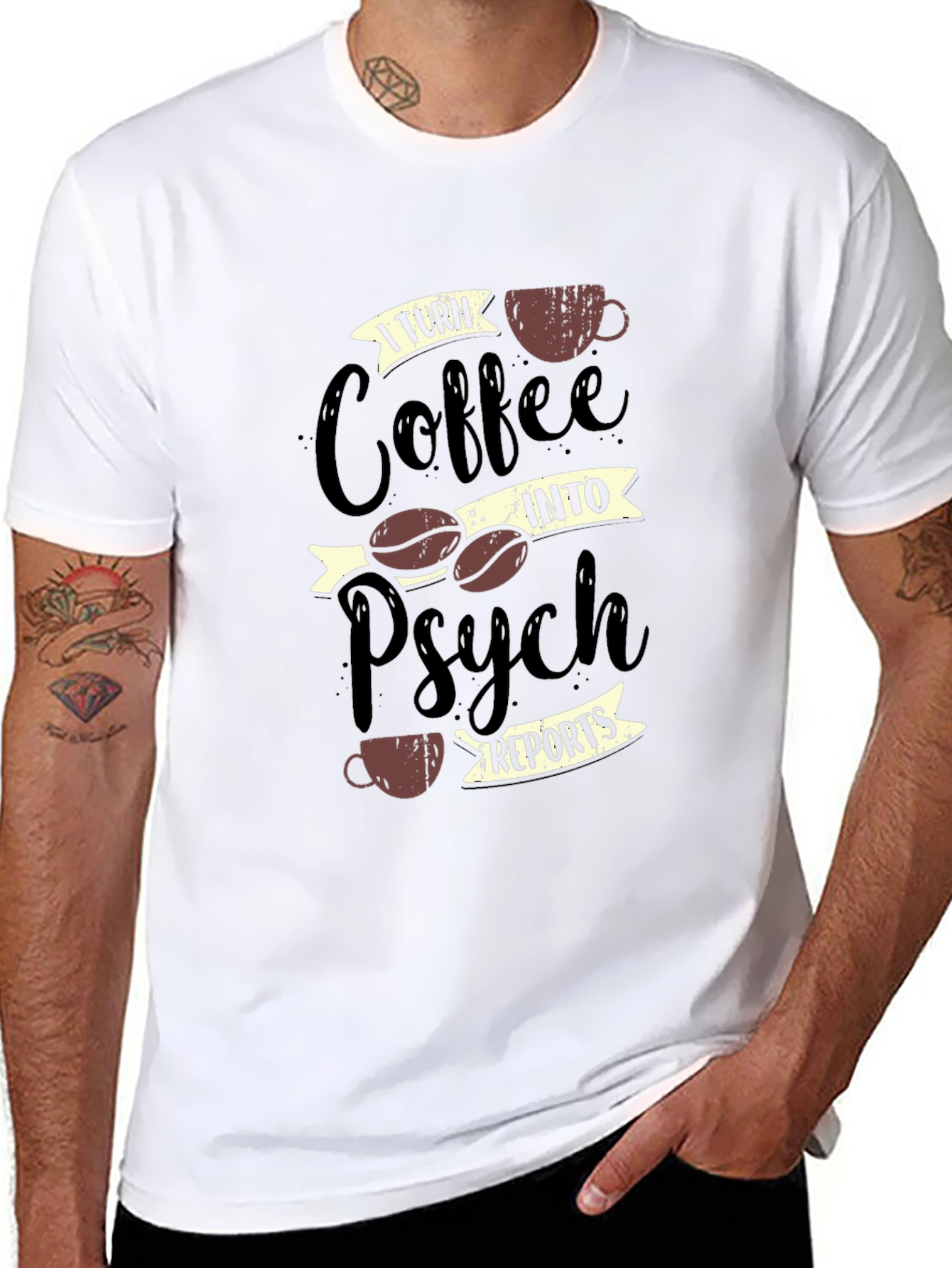 Black Coffee to Psych Reports Graphic T-Shirt view 8
