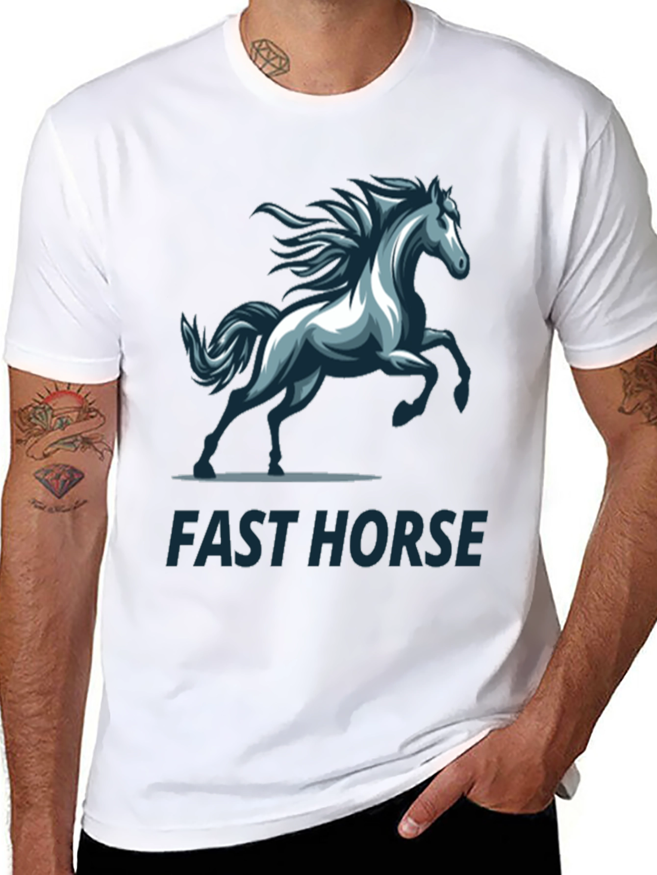 Black Fast Horse Graphic T-Shirt - Stylish Men's Tee view 8
