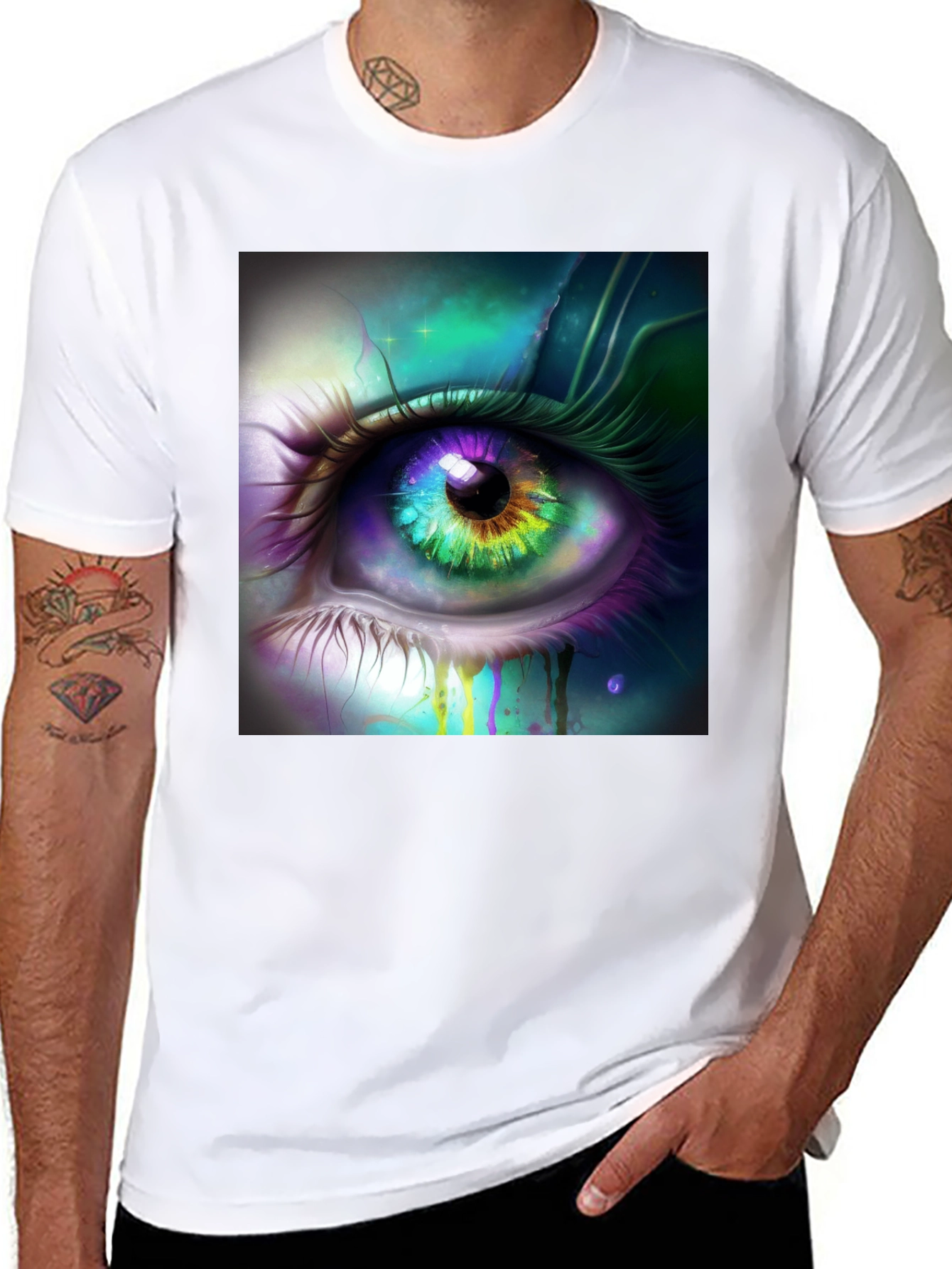 Black Mystic Eye Graphic Tee - Black Cotton Blend view 8
