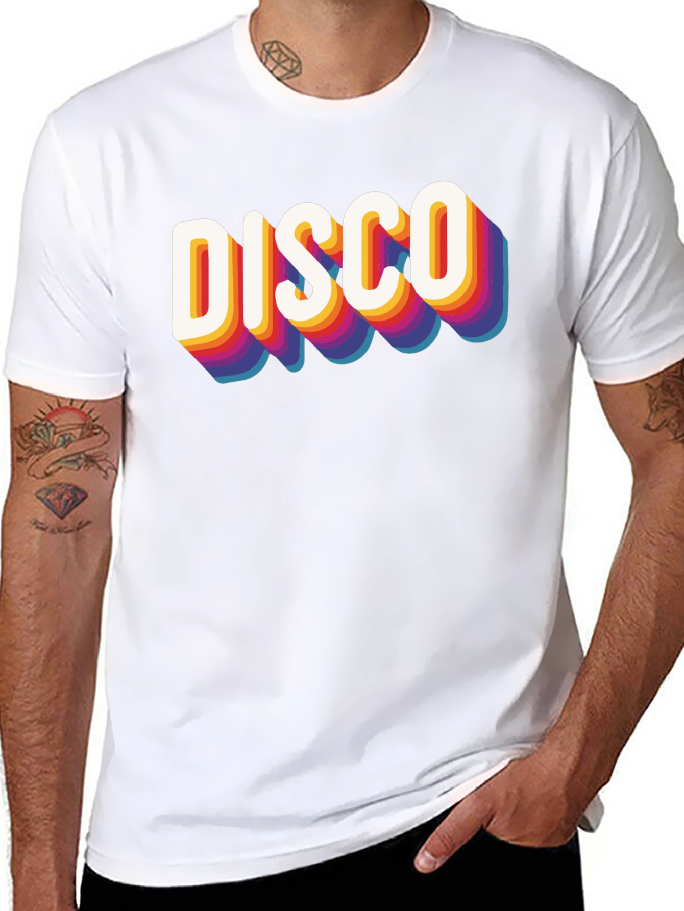 Black Retro Disco Graphic Tee - Black Cotton Blend view 8