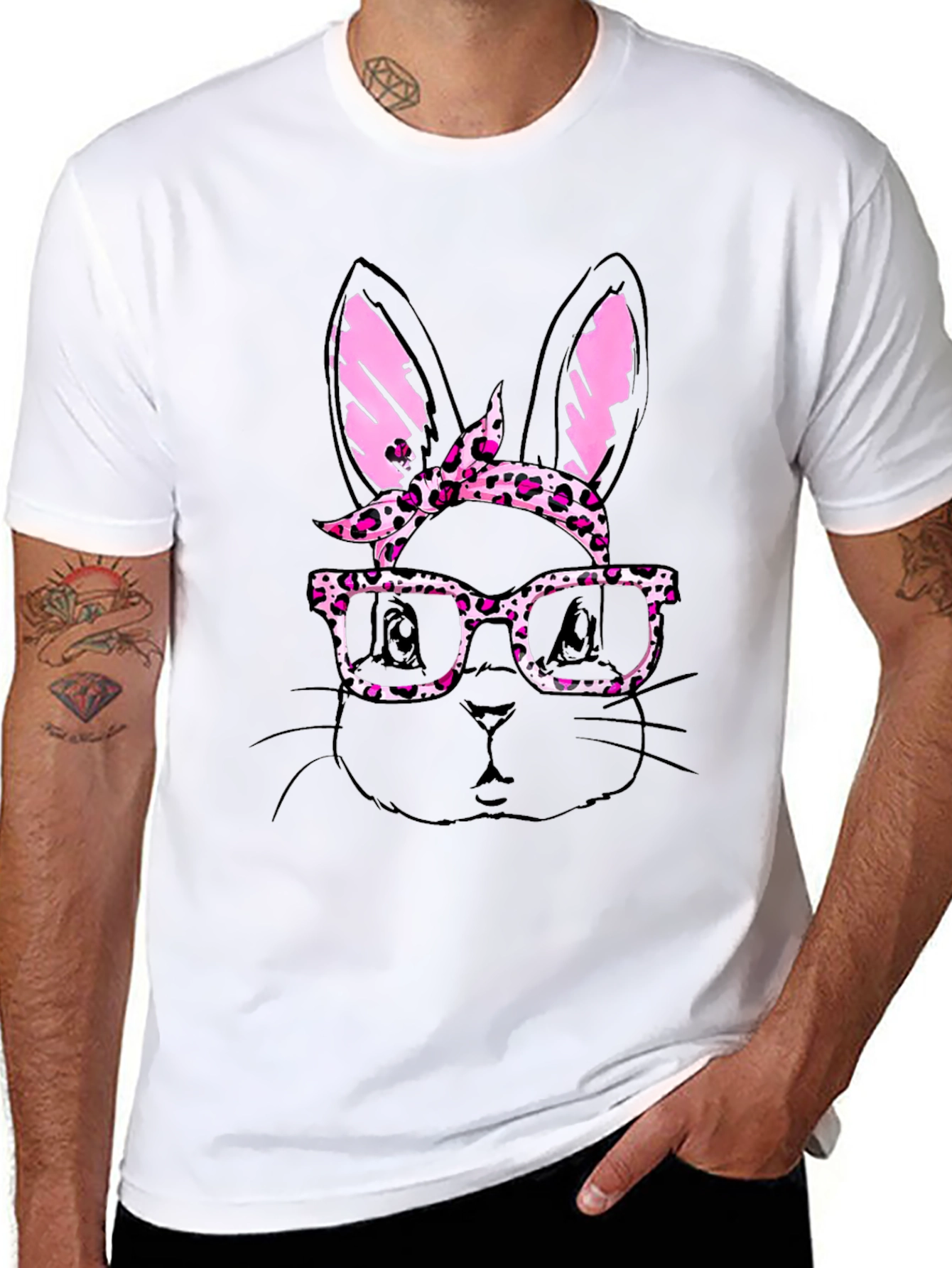 Black Bunny with Glasses Men's T-Shirt view 8