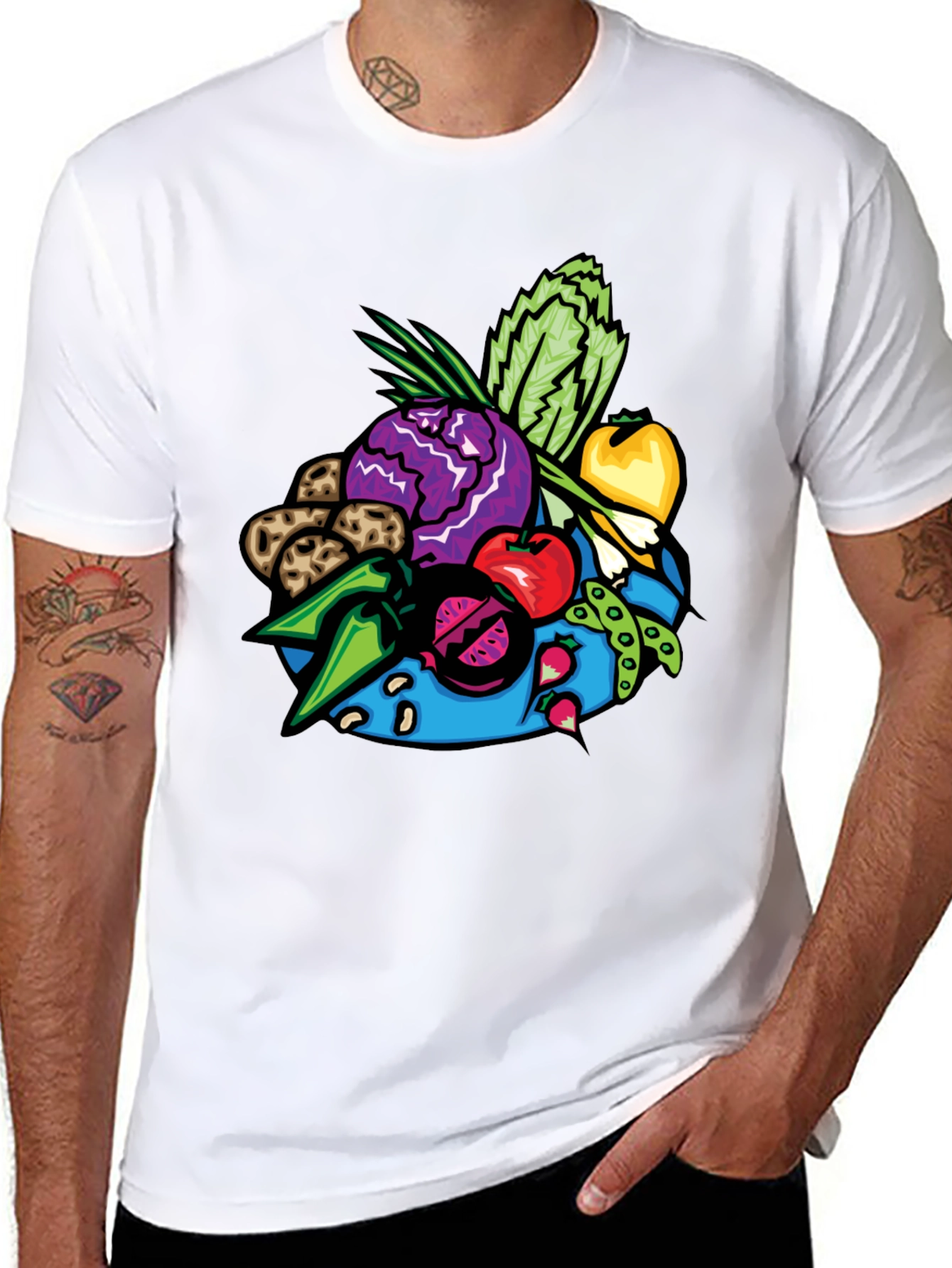Vibrant Vegetable Patch Graphic Tee - Black - 8
