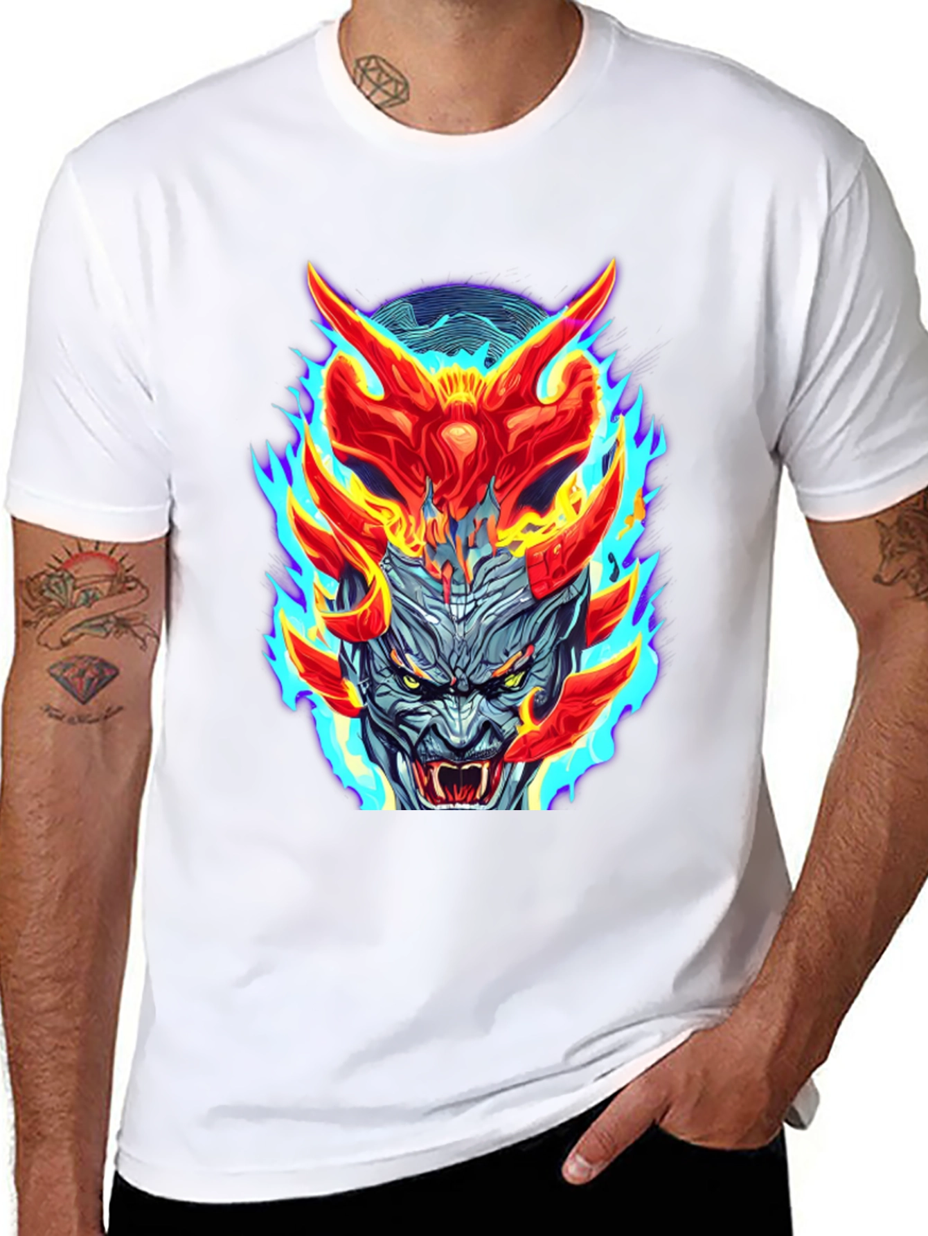 Black Fiery Demon Graphic Tee - Black view 8