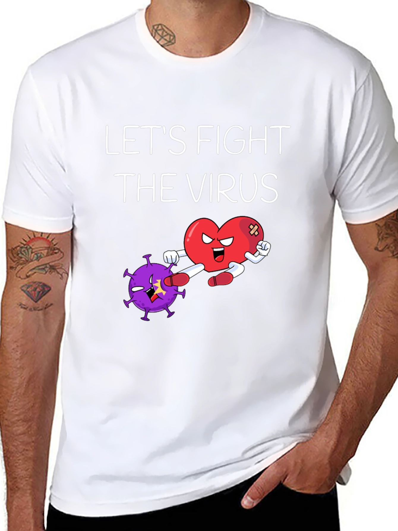 Black Let's Fight The Virus Graphic Tee view 8