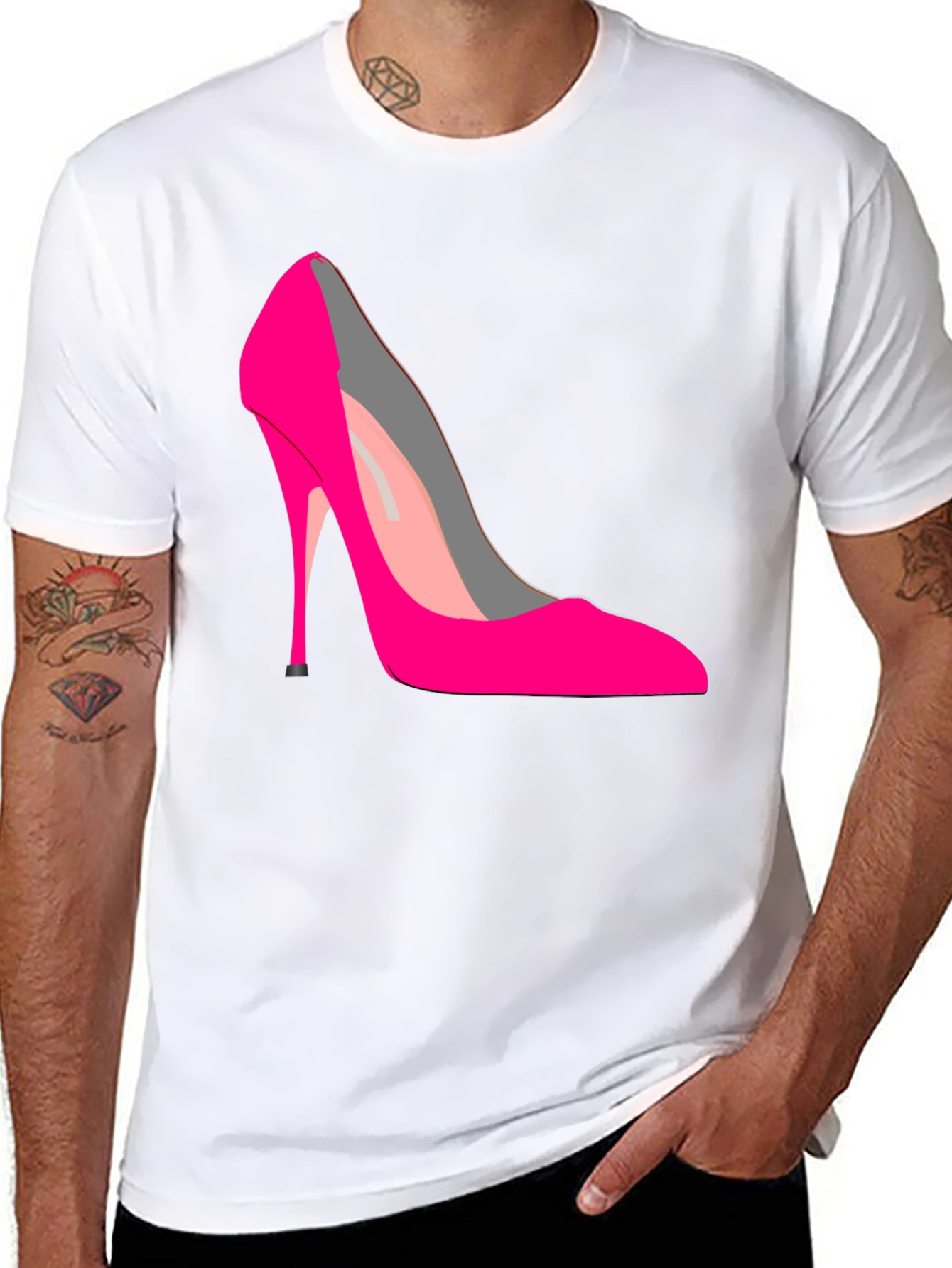 Black Hot Pink High Heel Graphic Tee view 8