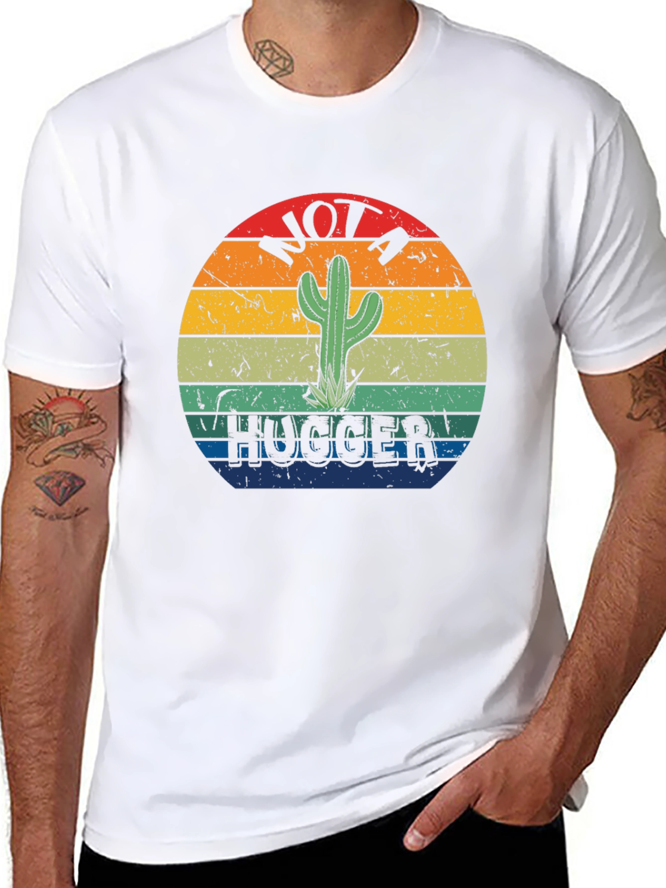 Black Not A Hugger Cactus Graphic Tee view 8