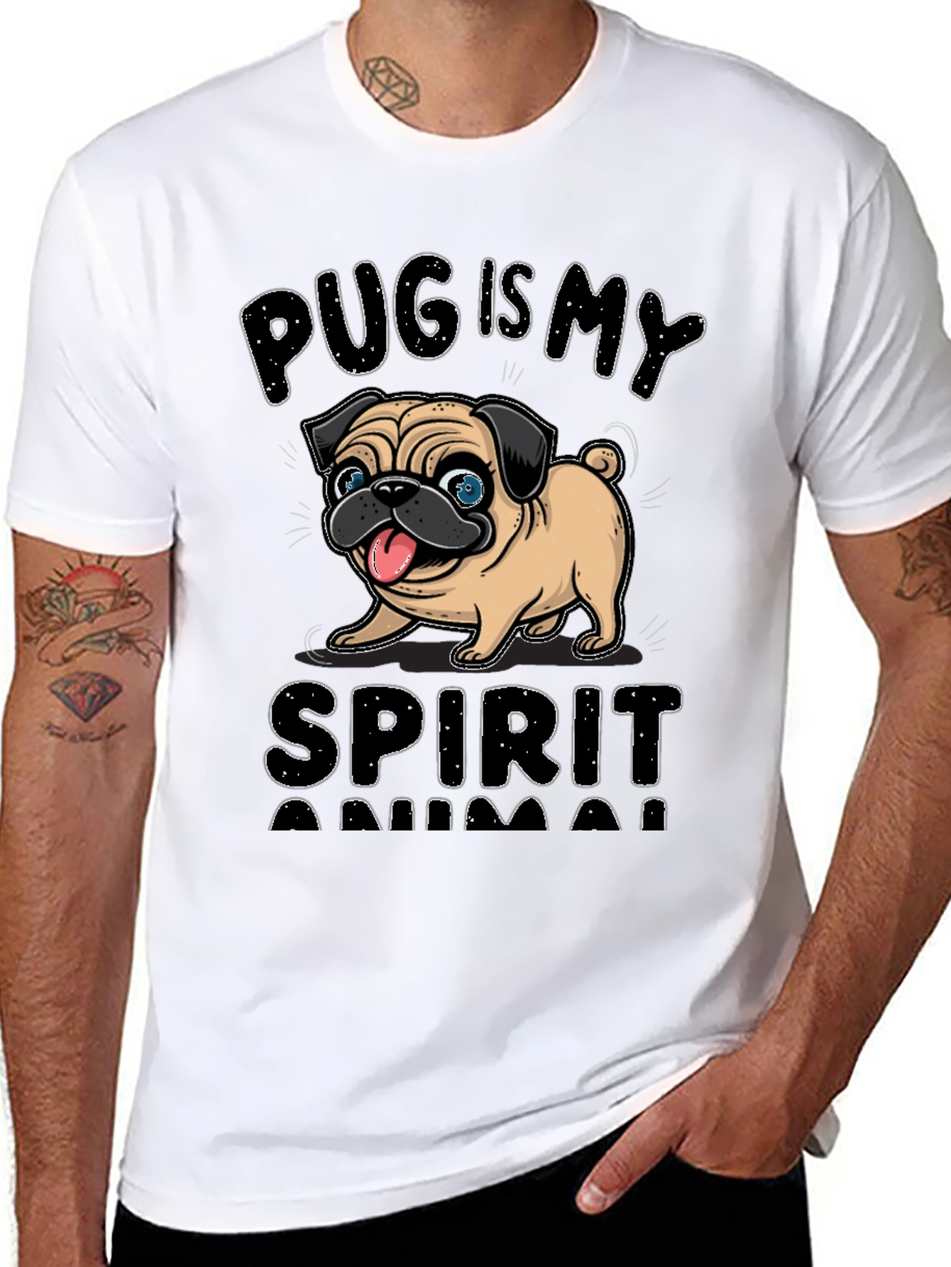 Black Pug is My Spirit Animal Graphic Tee view 8