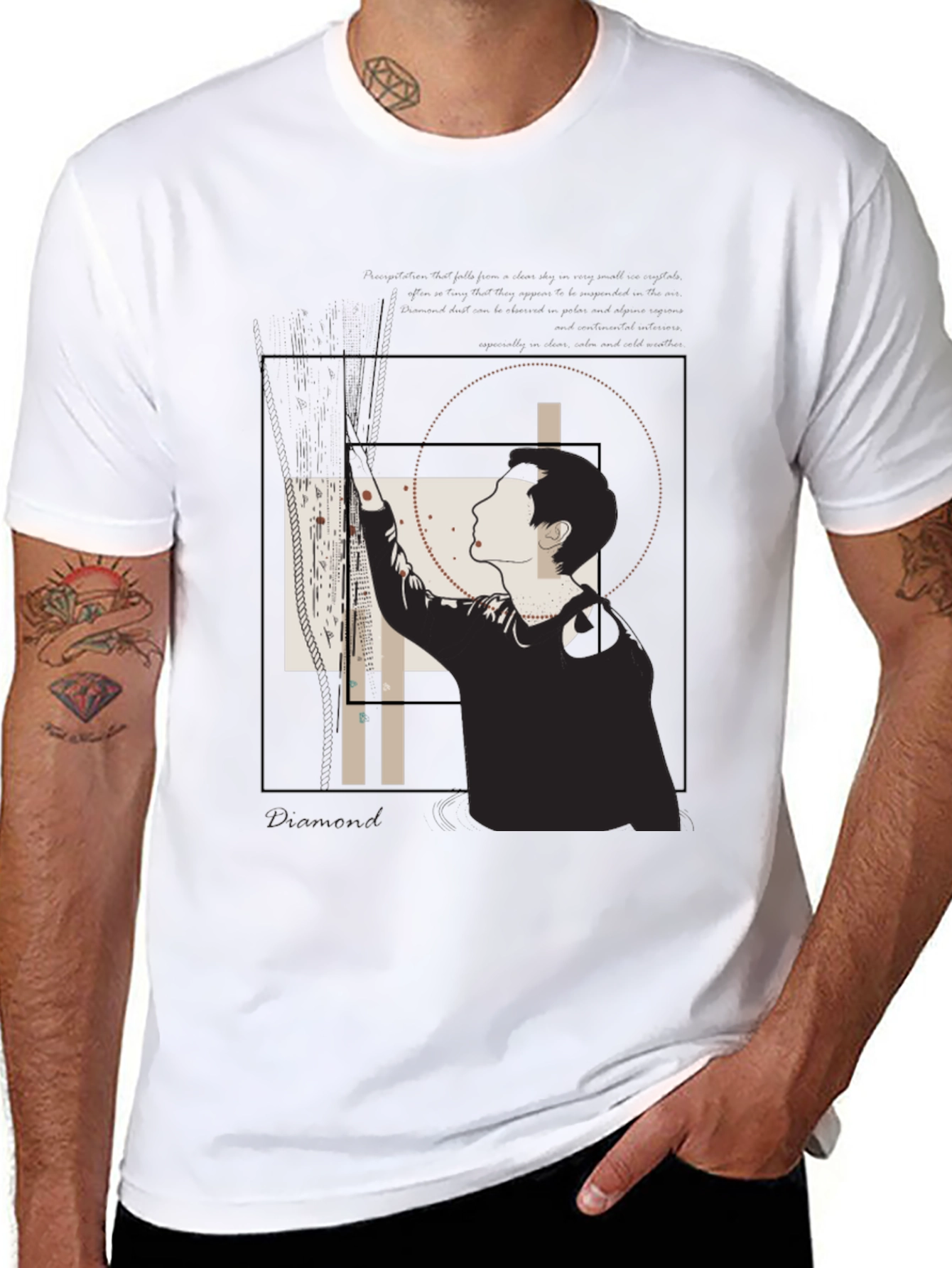 Black Geometric Graphic Black T-Shirt view 8