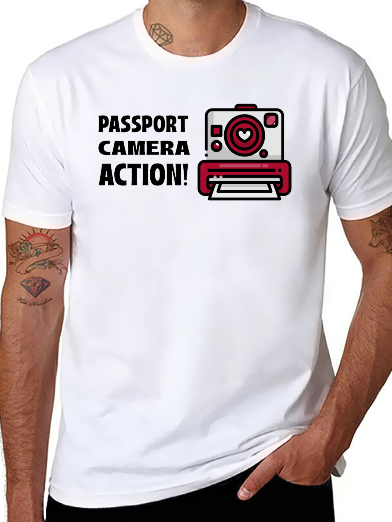 Black Passport Camera Action Graphic Tee view 8