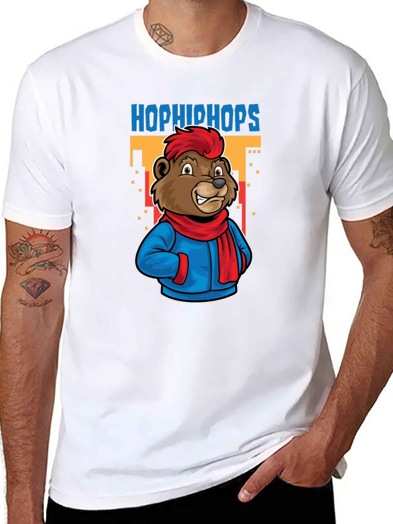 Black Hop Hip Hops Bear T-Shirt - Urban Cartoon Style view 8