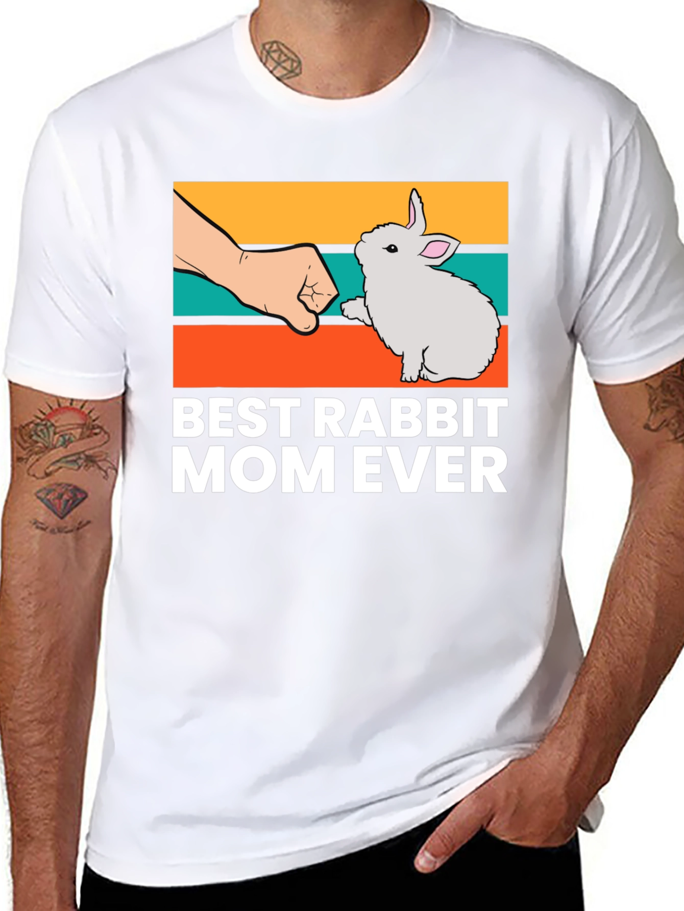 Black Best Rabbit Mom Ever T-Shirt, Cute Bunny Tee view 8