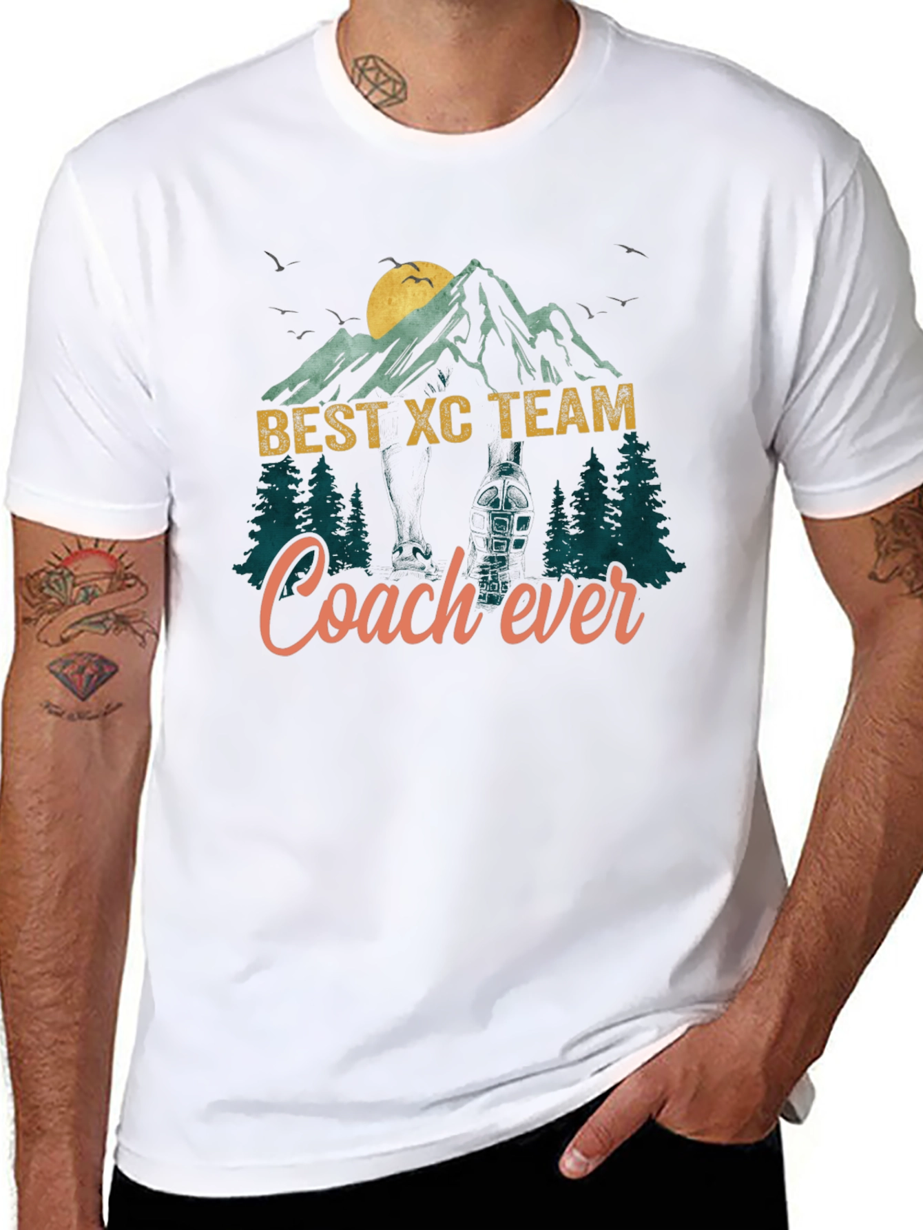 Black Best XC Team Coach Ever Mountain T-Shirt view 8