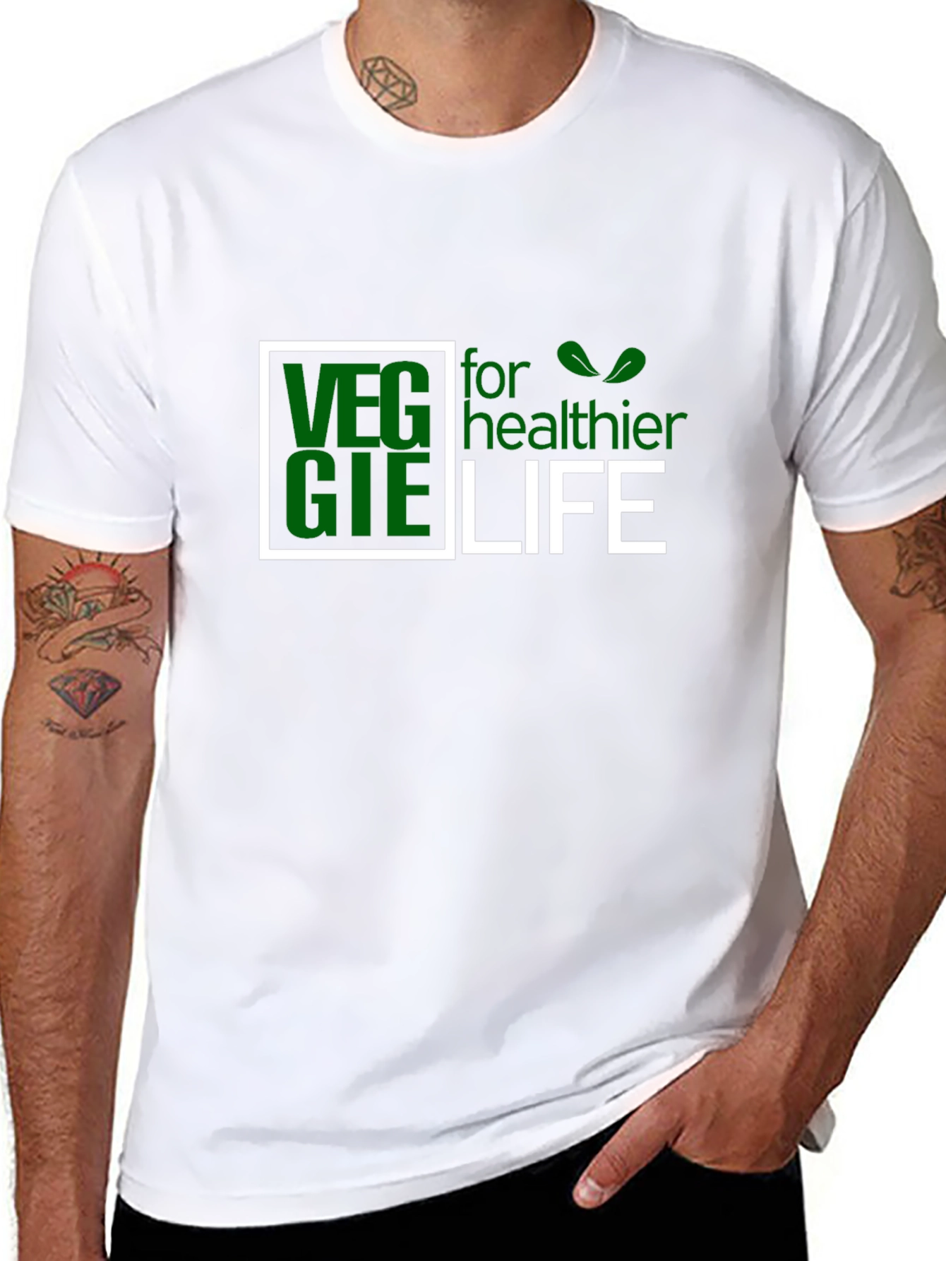 Black Veggie for Healthier Life Black T-Shirt view 8