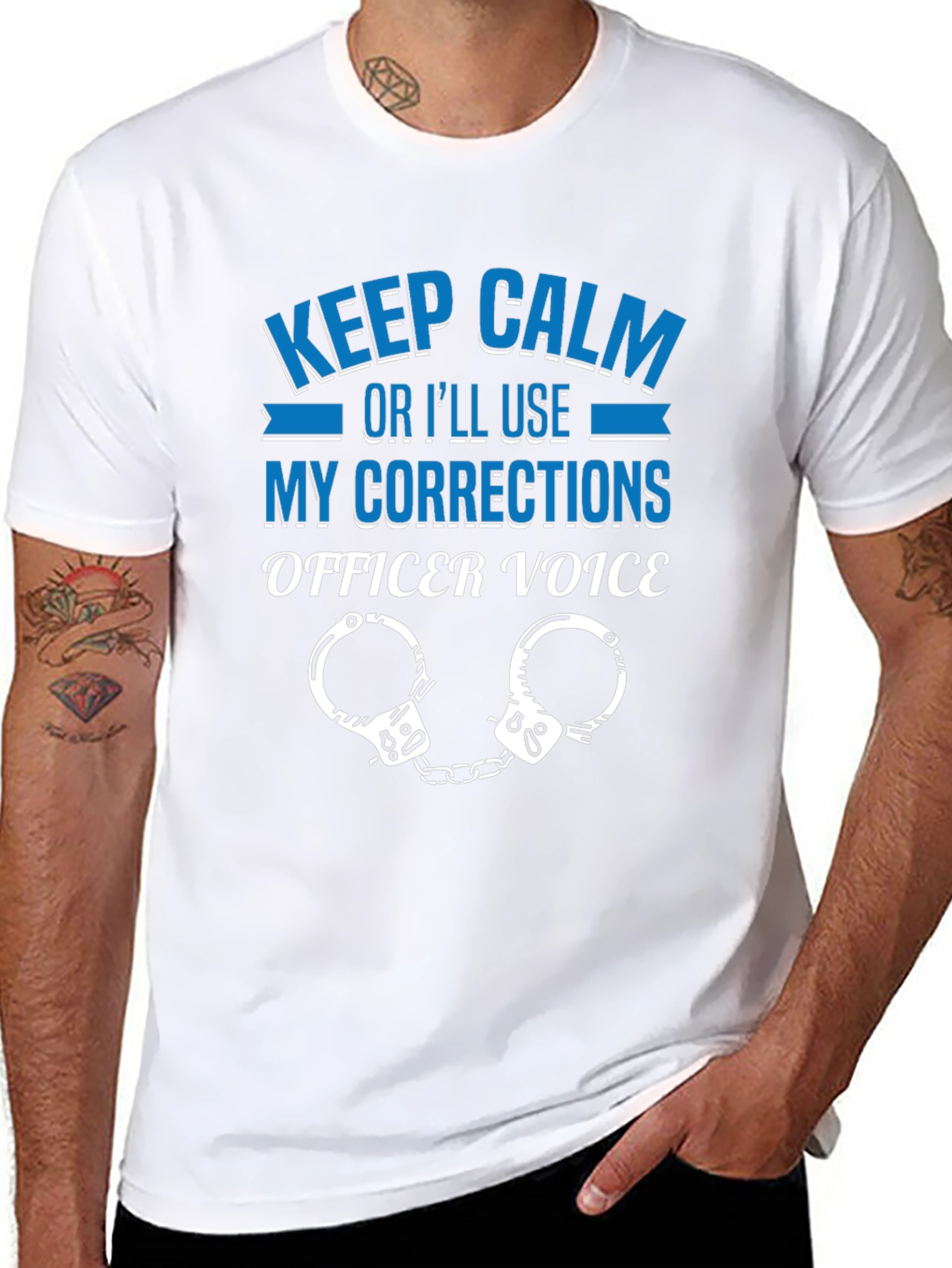 Black Keep Calm Corrections Officer T-Shirt view 8