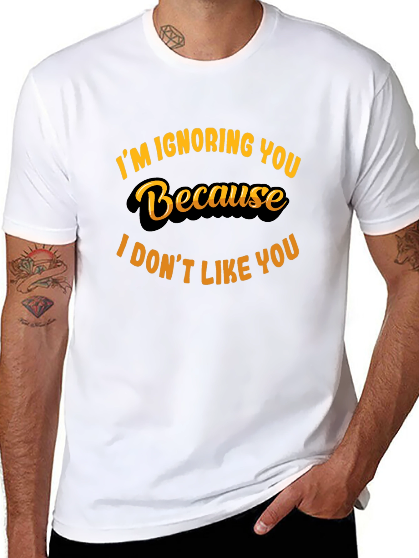 Black I'm Ignoring You Funny Graphic Tee view 8