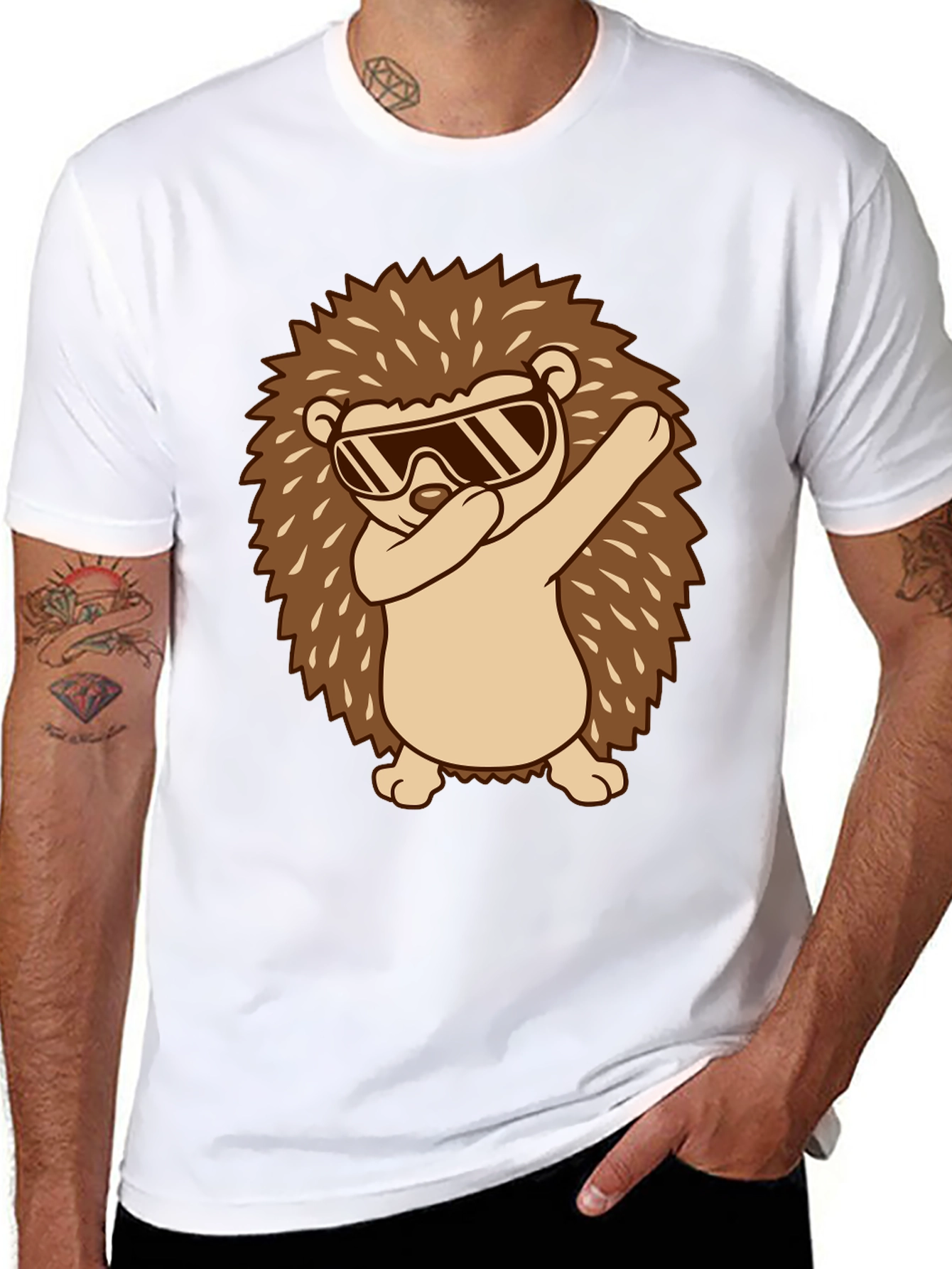 Black Dabbing Hedgehog Graphic Tee - Cool & Fun! view 8