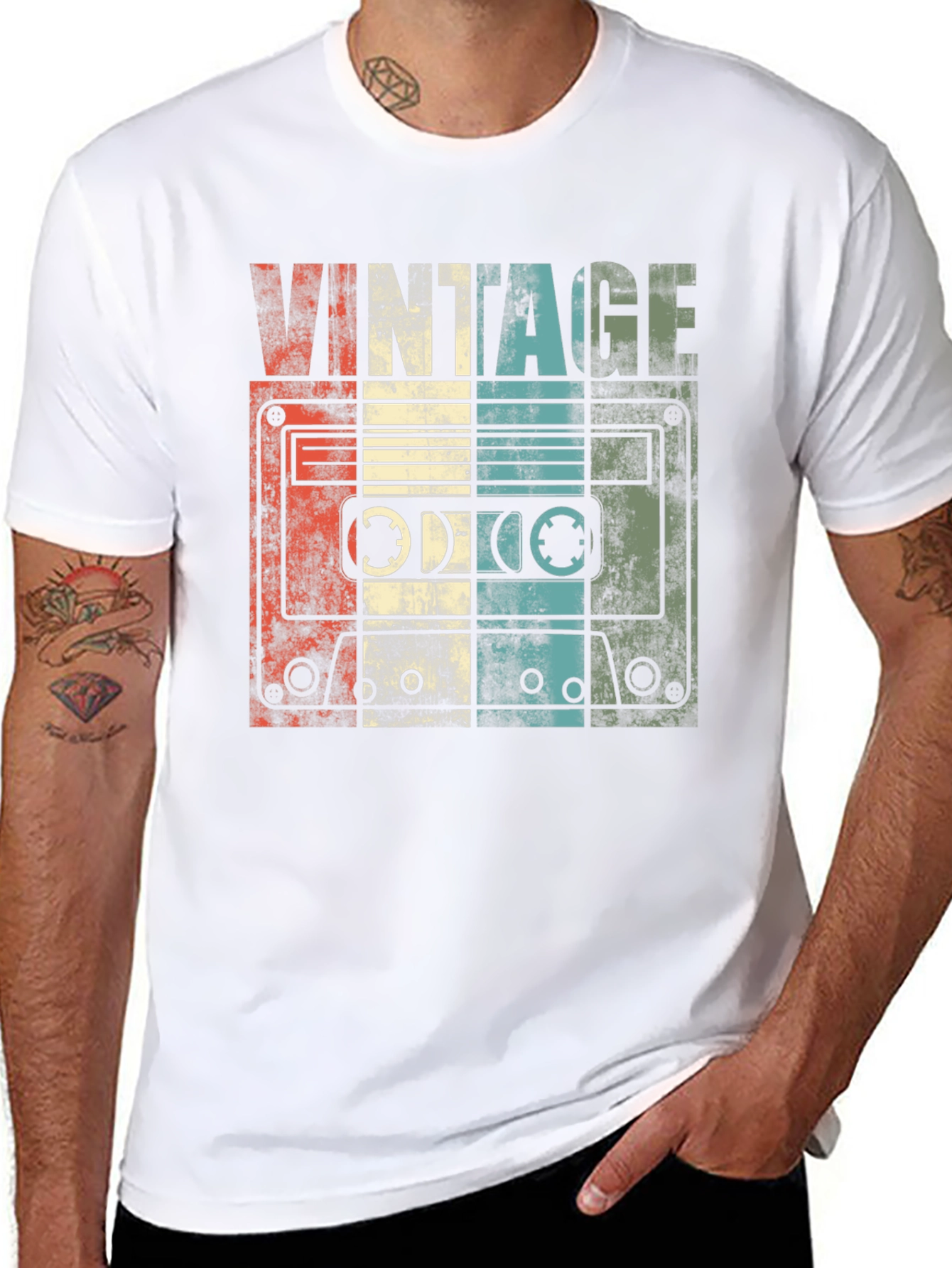 Black Vintage Cassette Tape Graphic T-Shirt view 8