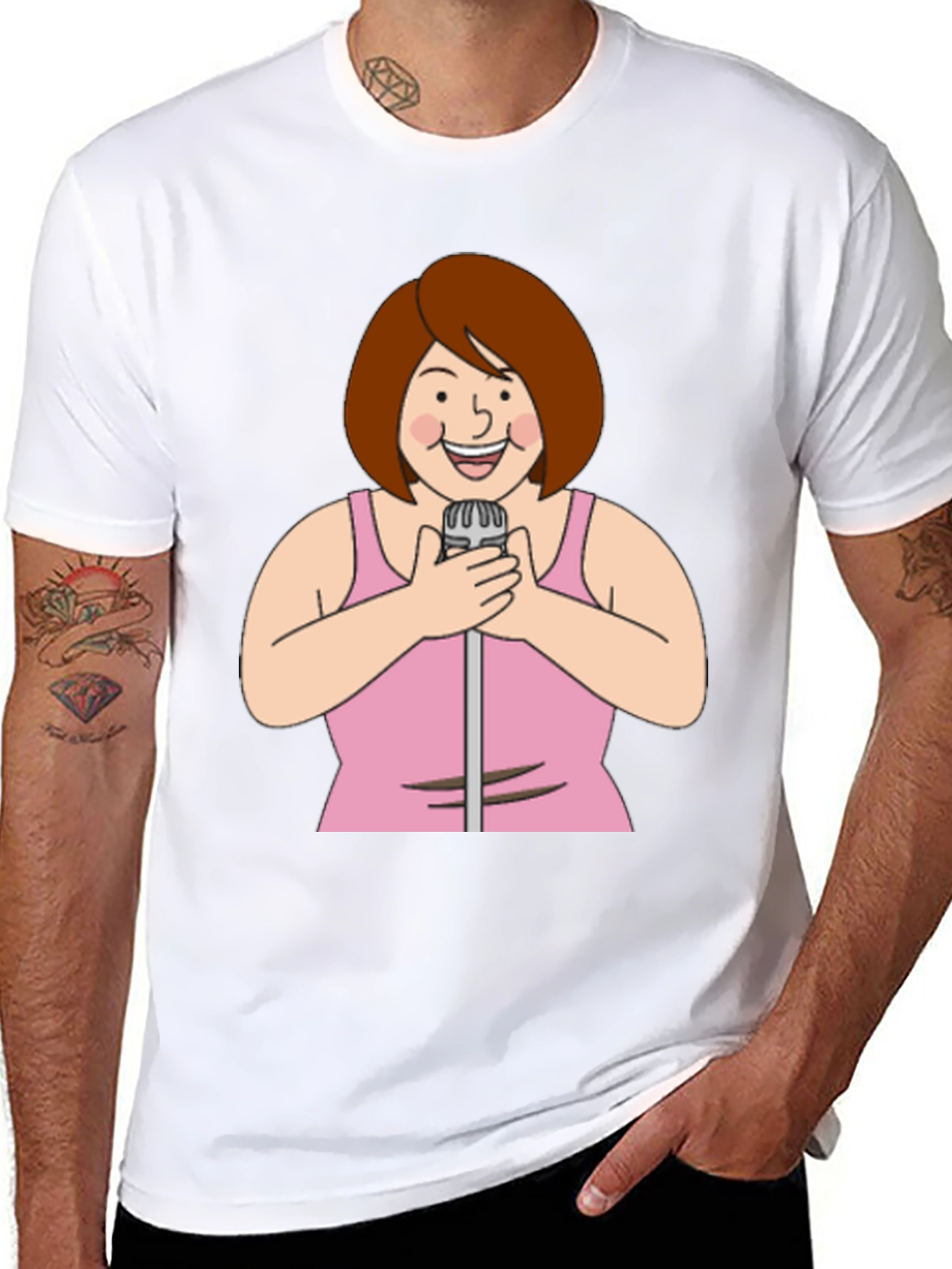 Cartoon Singer Graphic Tee - 8