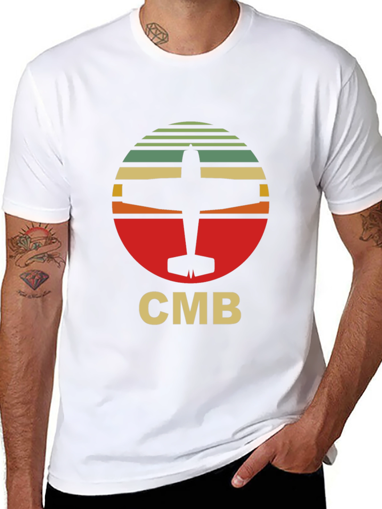 Black Retro Airplane CMB T-Shirt - Aviation Style view 8