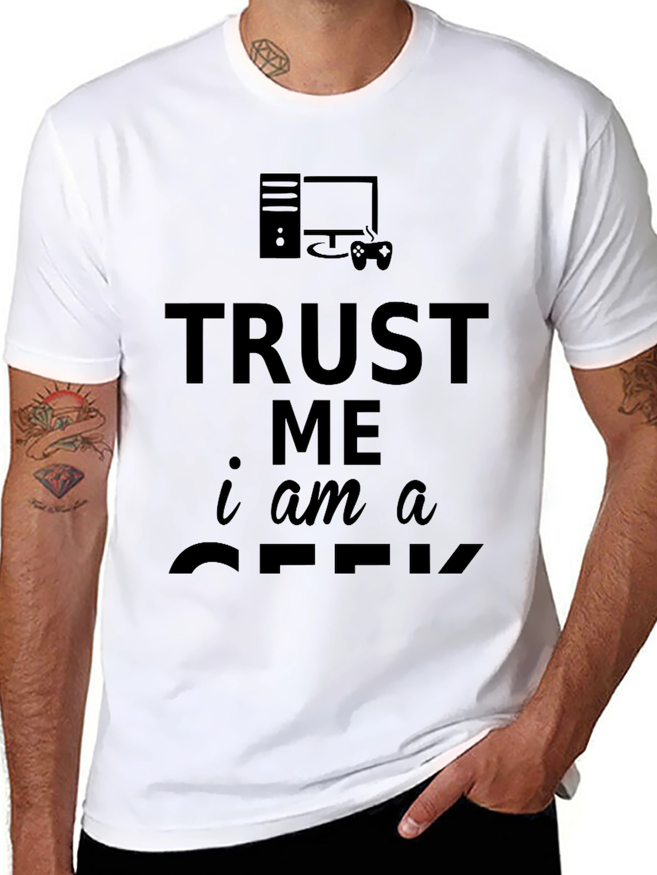 Black Trust Me I'm a Geek T-Shirt - Gamer Style view 8