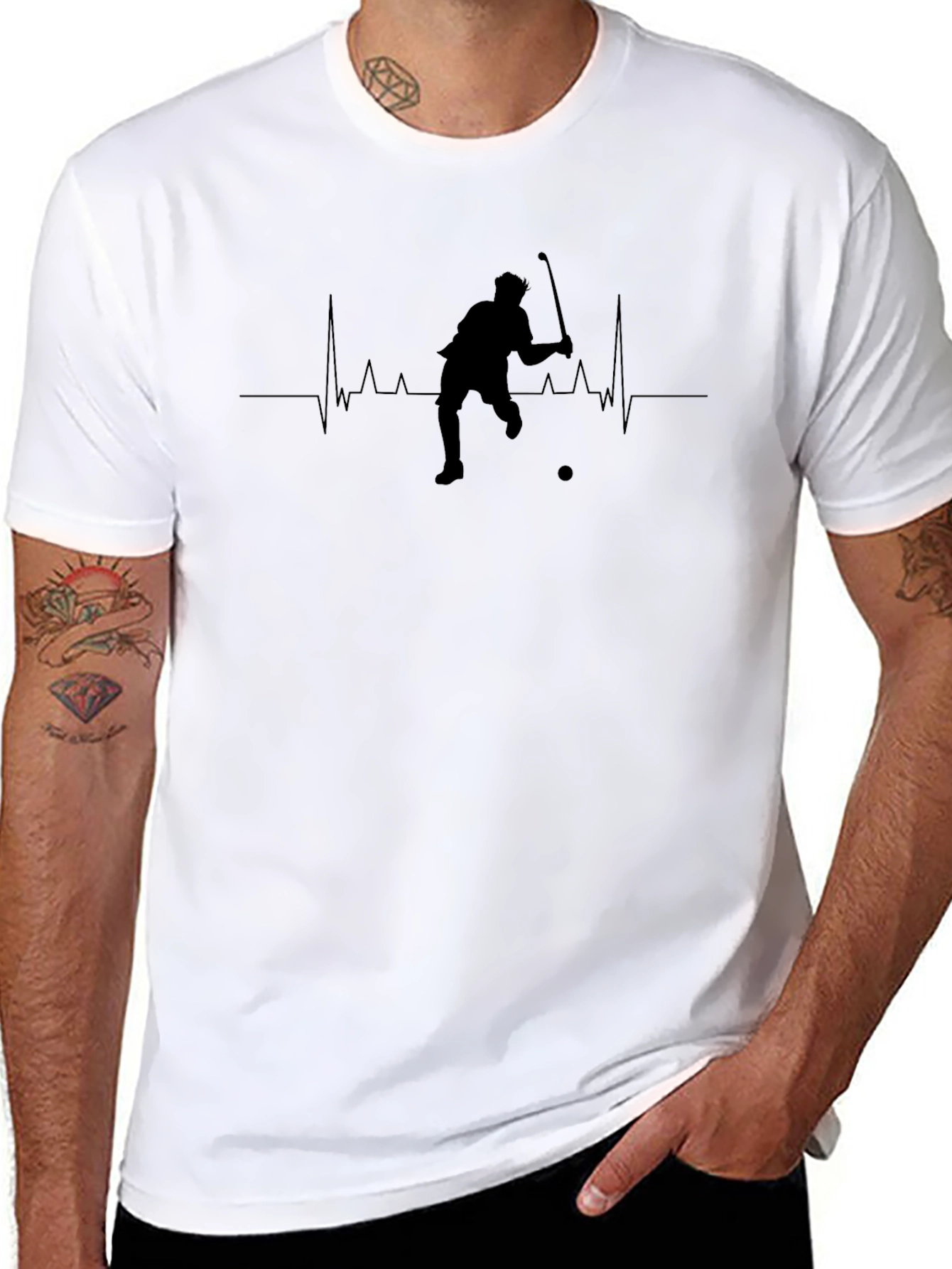 Black Golfer Heartbeat T-Shirt - Stylish & Unique view 8