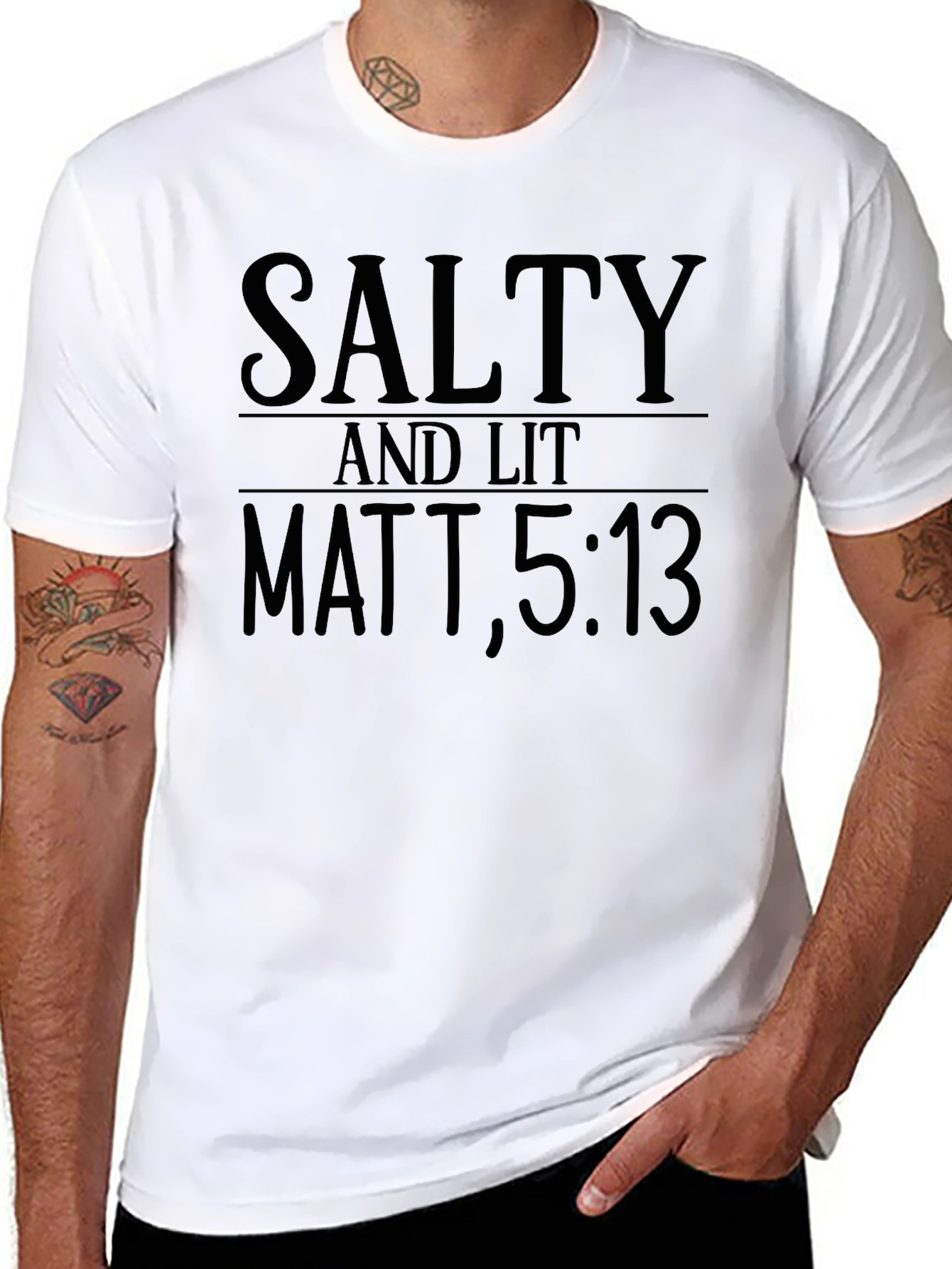 Black Salty and Lit T-Shirt - Matt 5:13 - Graphic Tee view 8