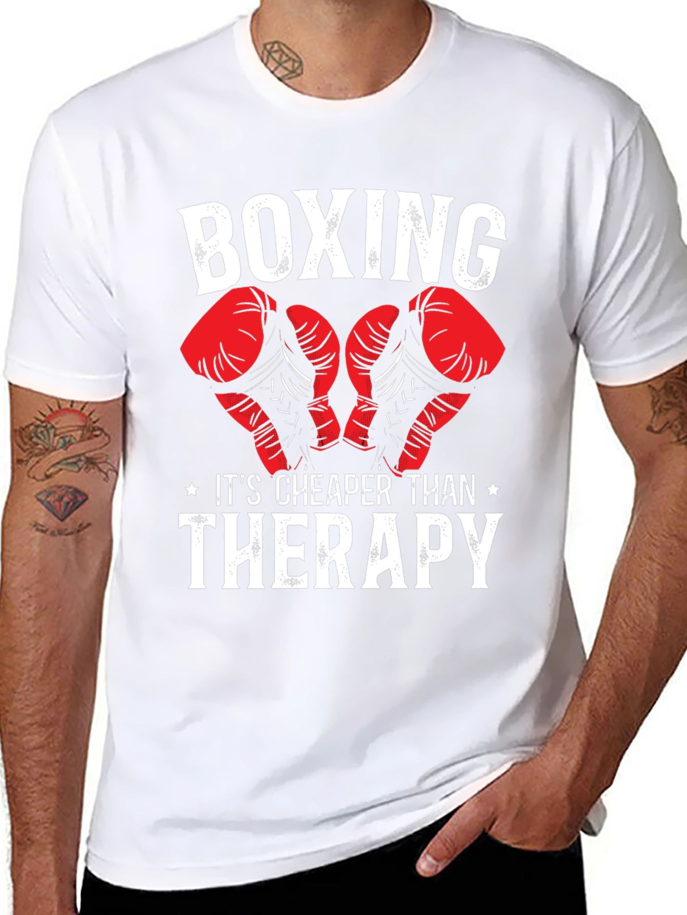 Black Boxing Cheaper Than Therapy Graphic T-Shirt view 8
