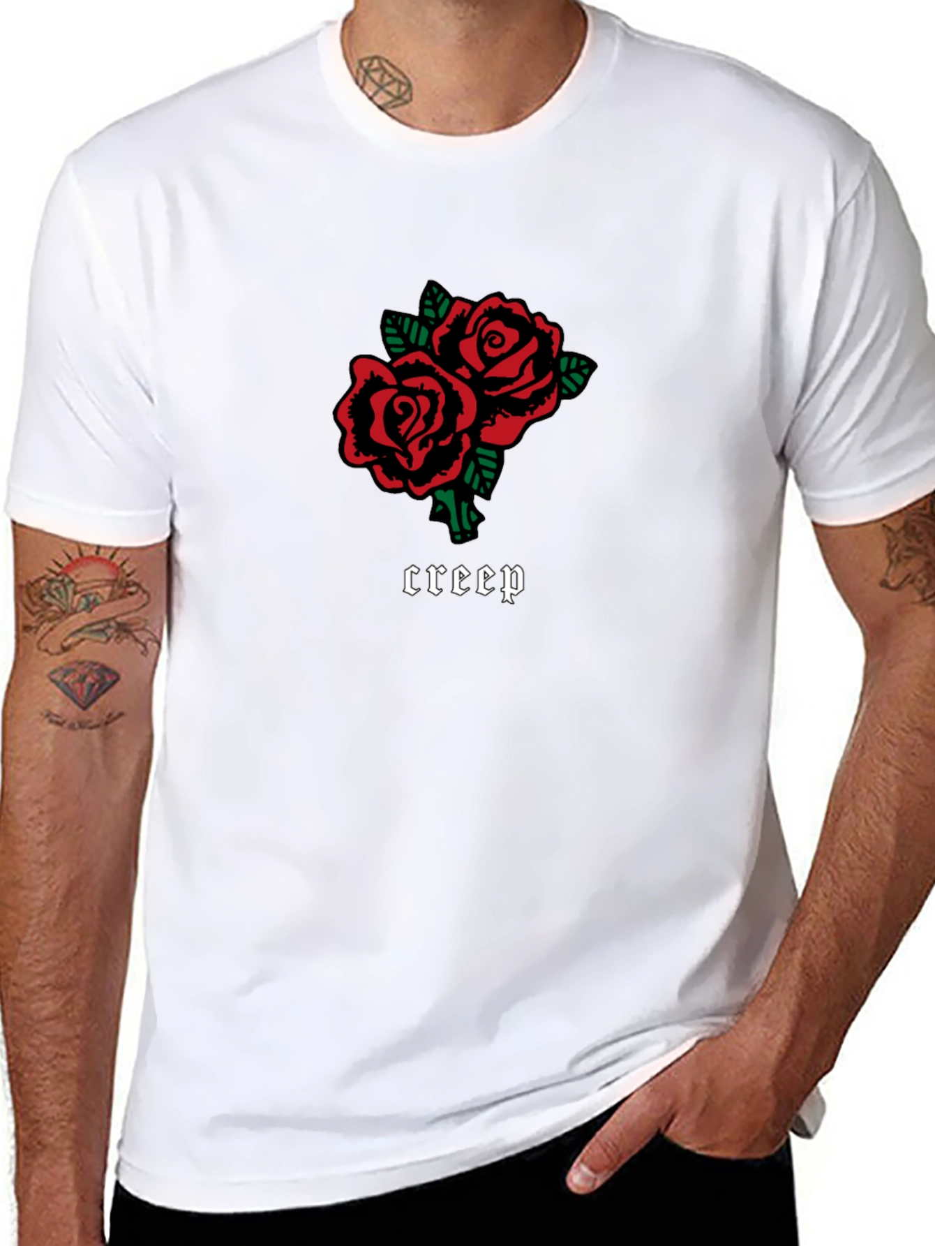Black Creep Roses Graphic Black T-Shirt view 8
