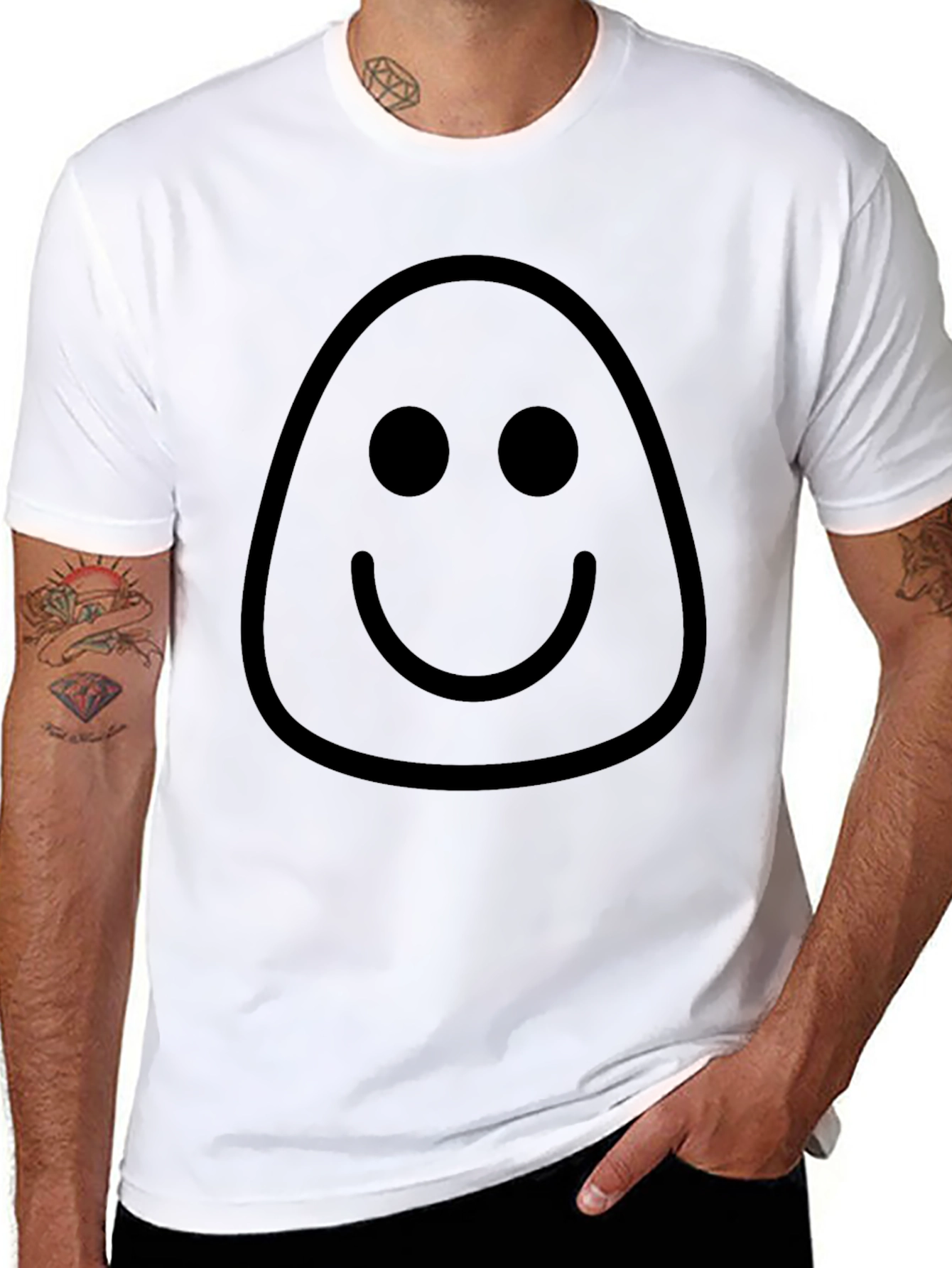 Black Smiley Face Graphic Tee - Men's Black T-Shirt view 8