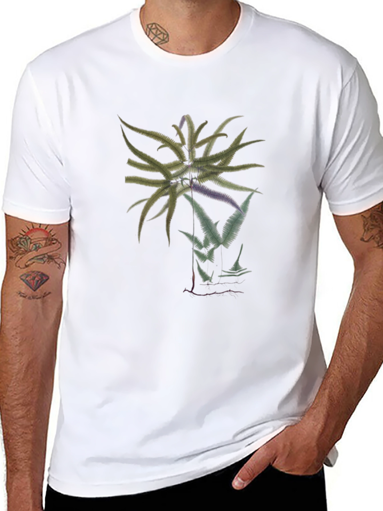 Black Botanical Graphic Black Tee view 8