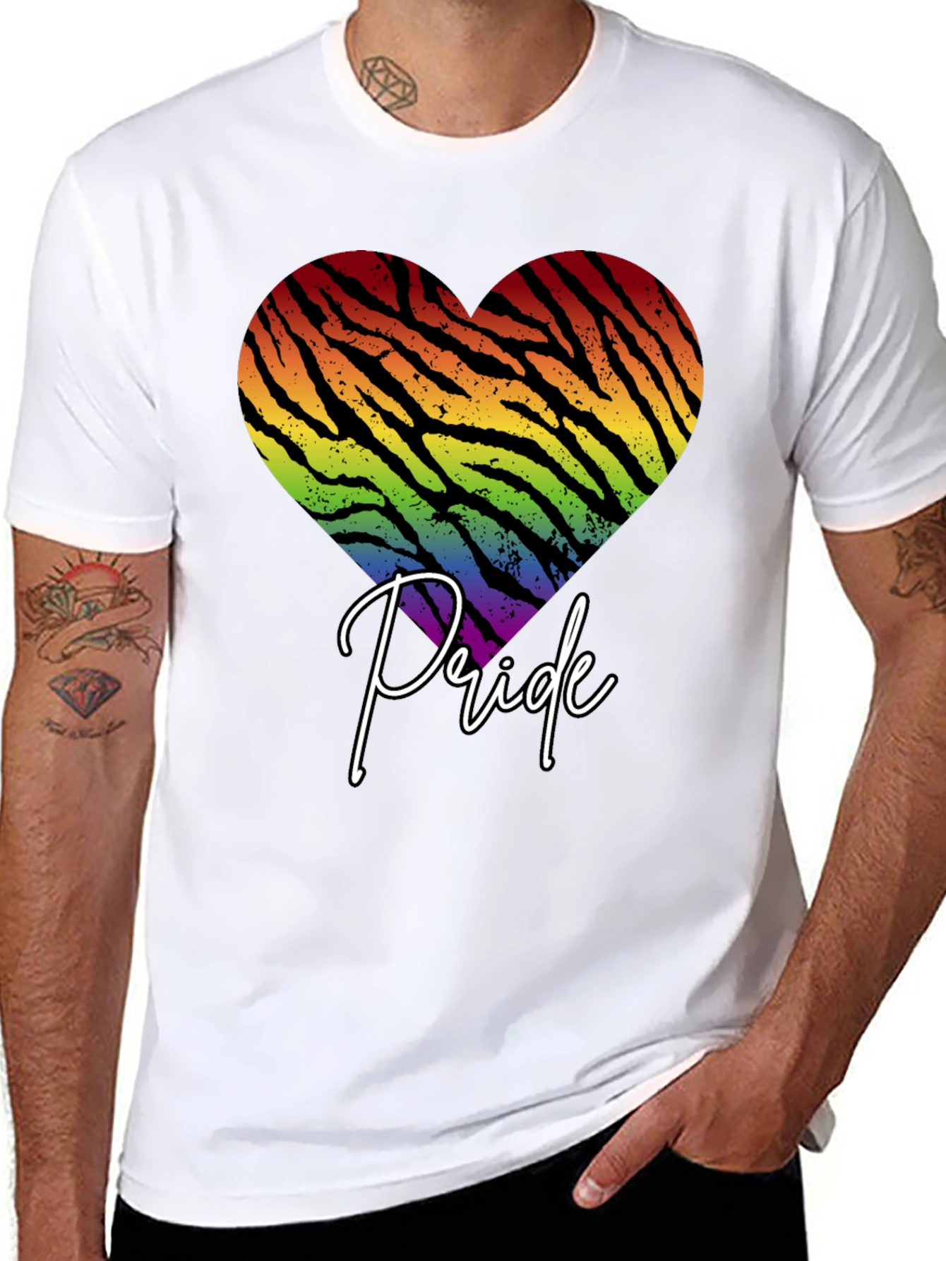 Black Pride Zebra Heart Graphic T-Shirt view 8