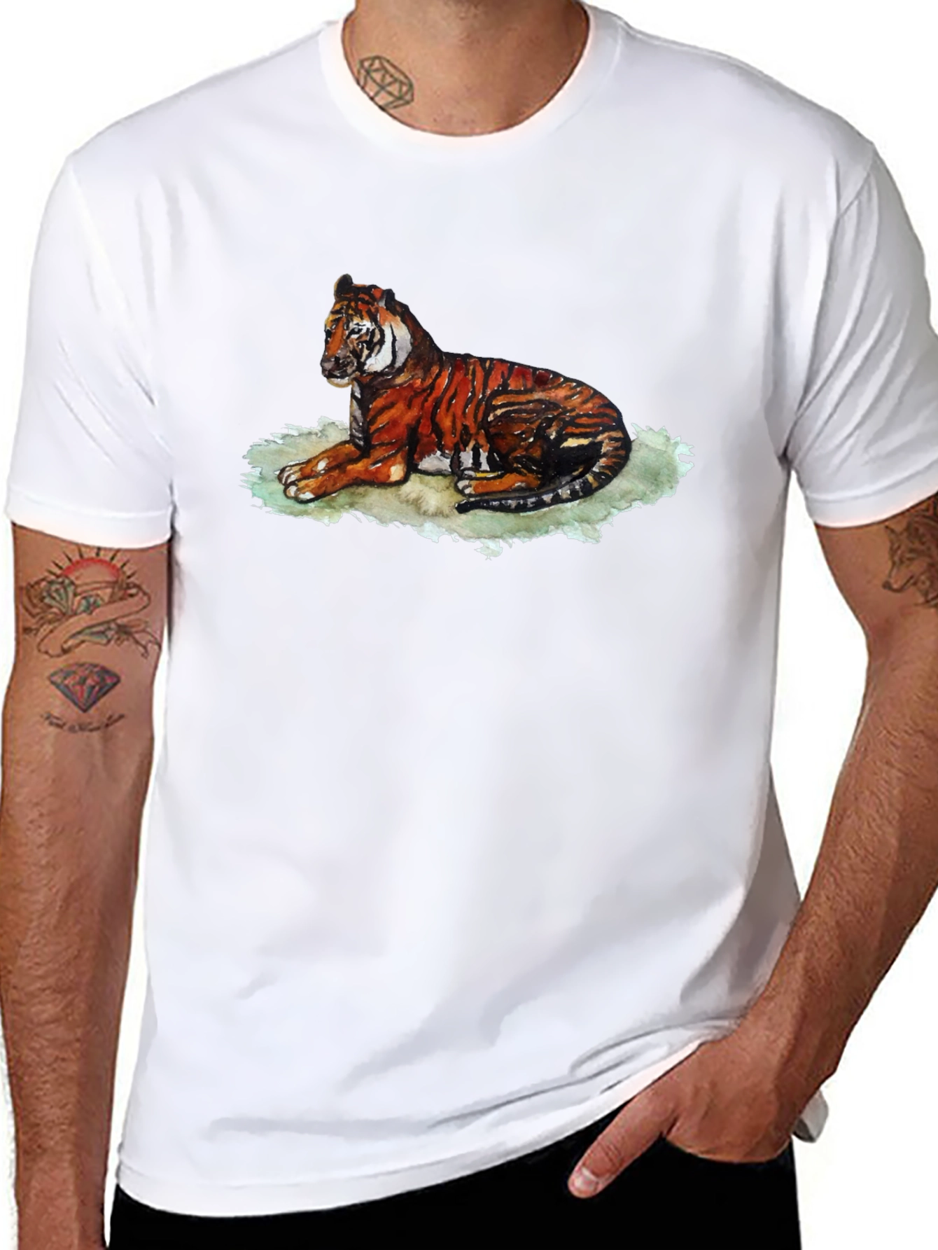 Black Tiger Graphic T-Shirt - Black, Relaxed Fit view 8